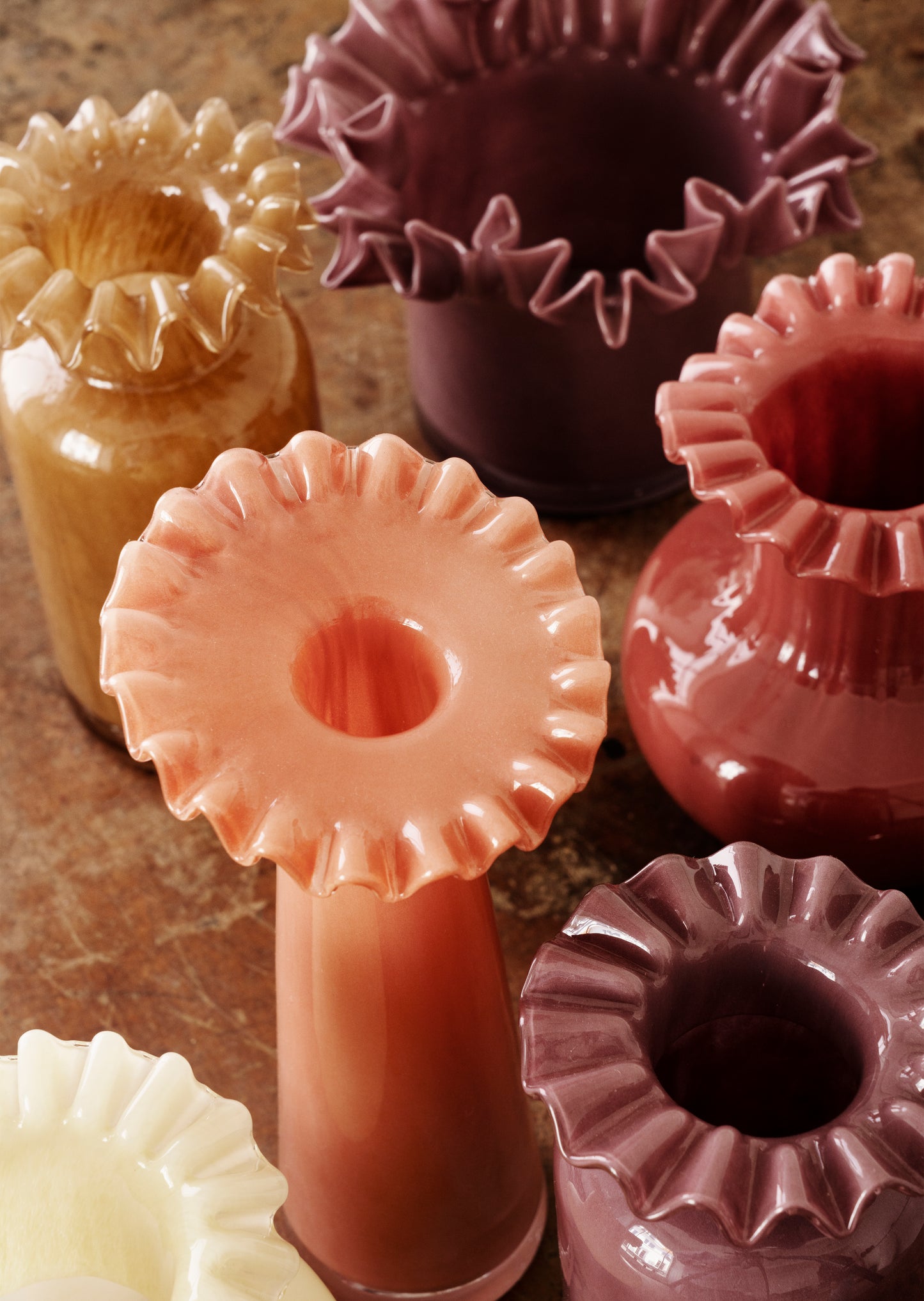 Ruffle glass vase in plum | Minerva Interiors