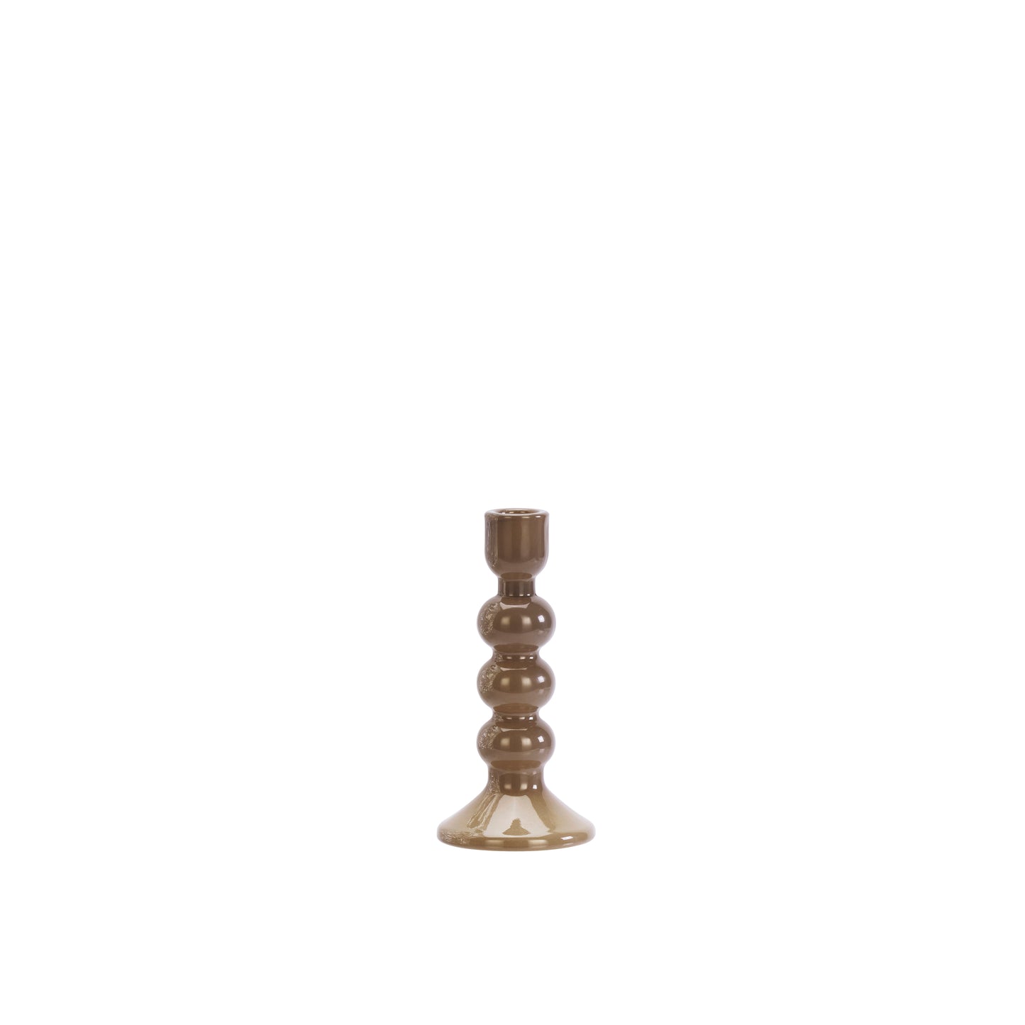 Tall glass candle holder in taupe | Minerva Interiors