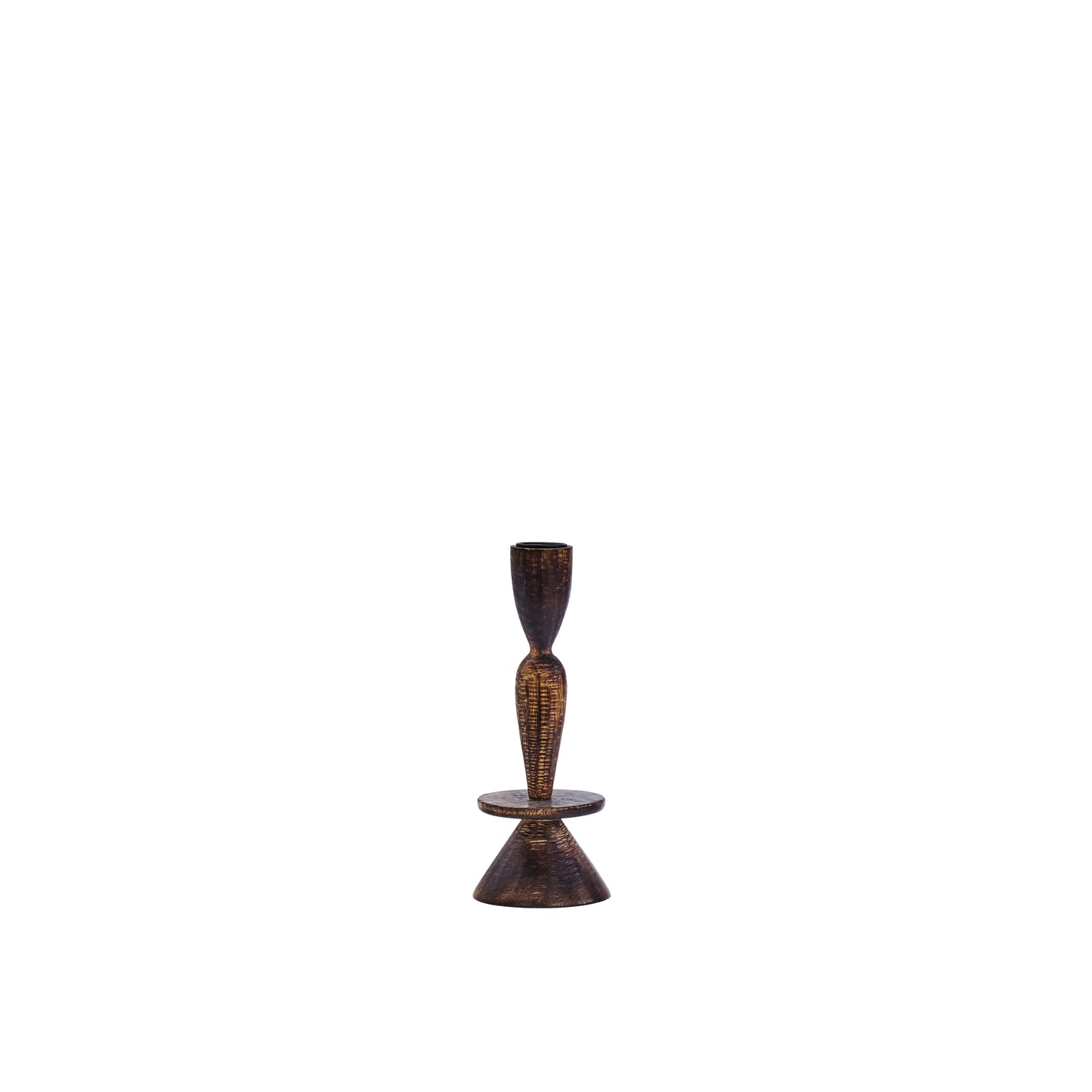 Wooden candle holder in dark and natural finish | Minerva Interiors
