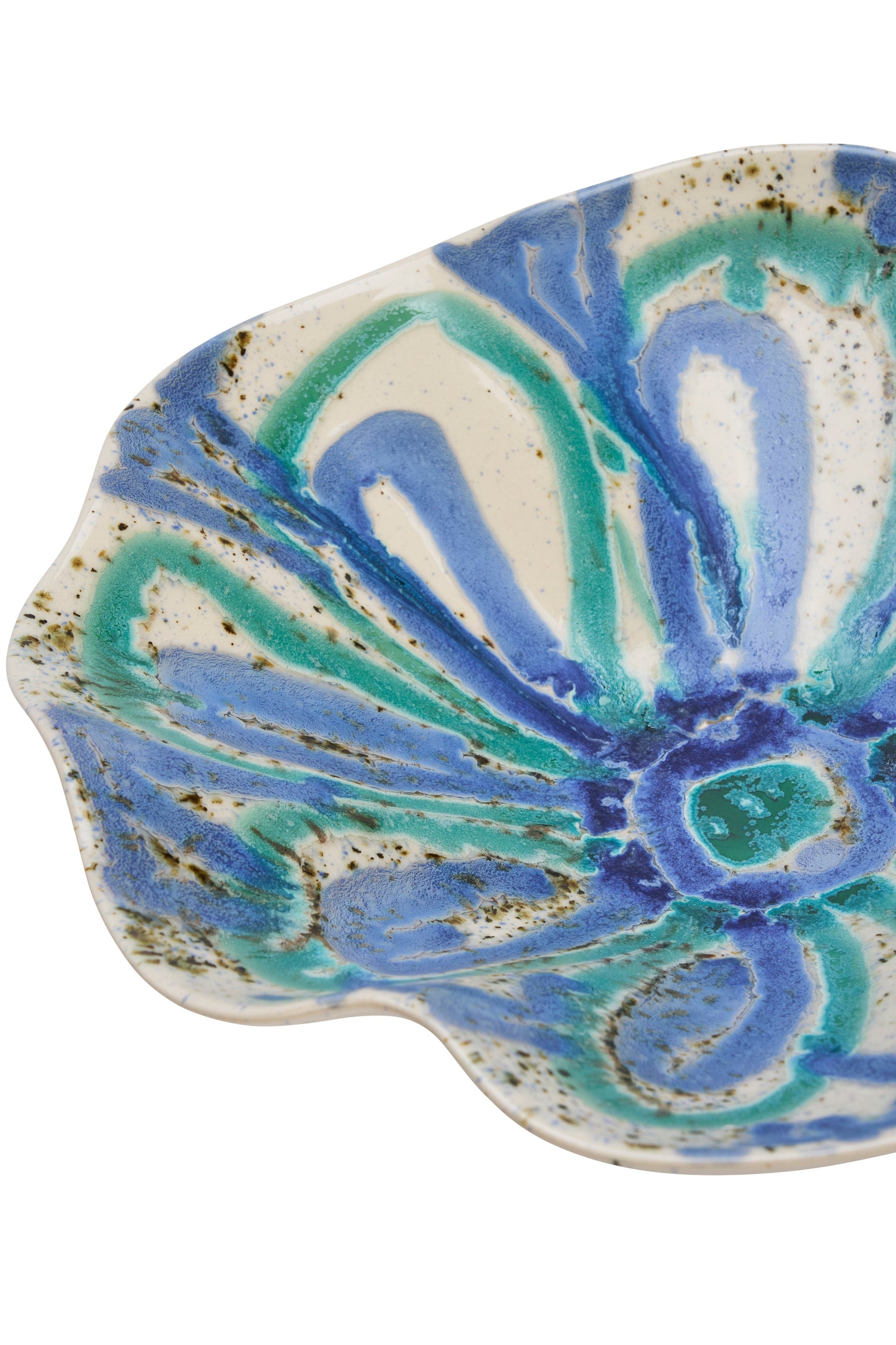 Ruffle stoneware bowl in off white, blue and aqua | Minerva Interiors