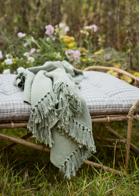Cotton throw in dusty green | Minerva Interiors