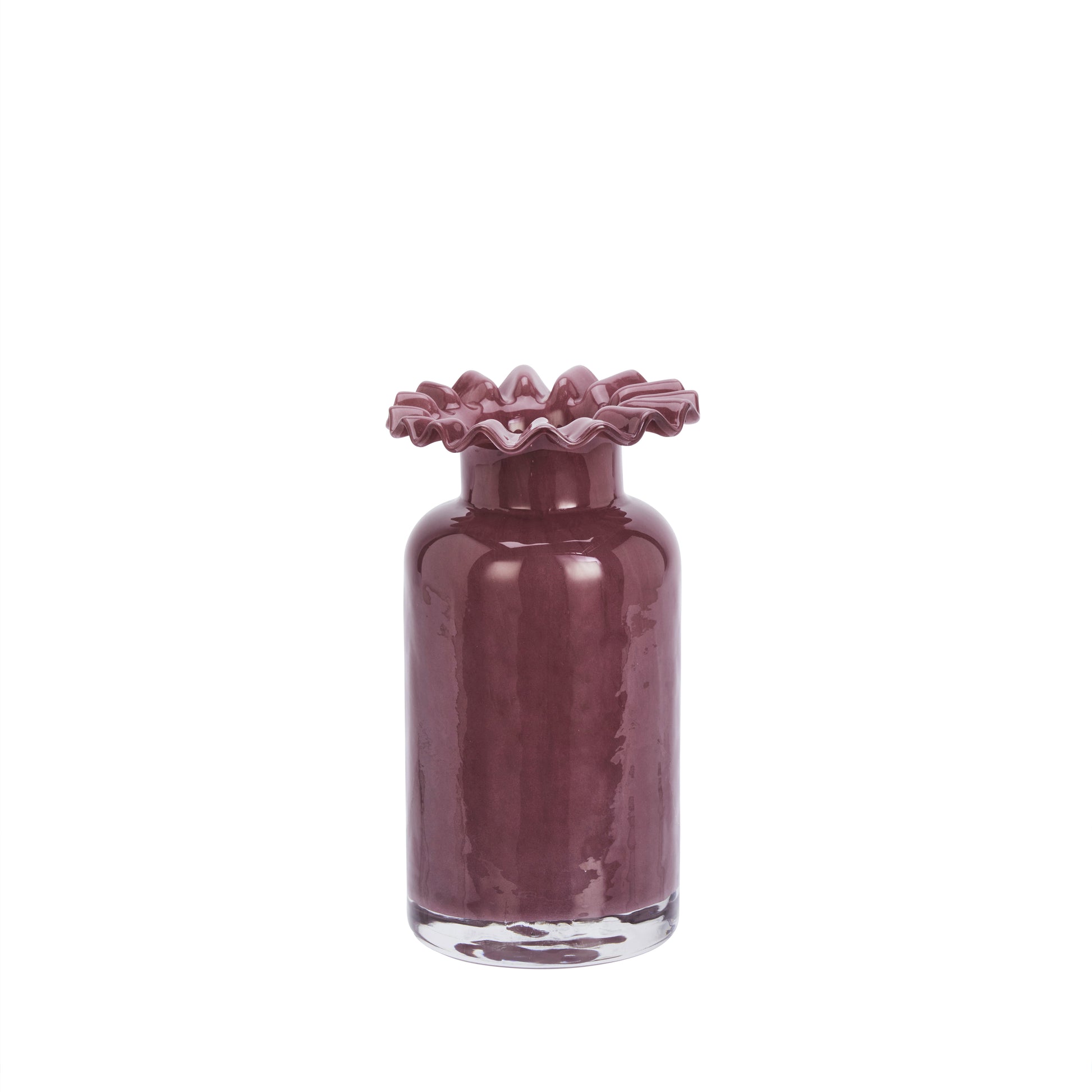 Ruffle glass vase in plum | Minerva Interiors