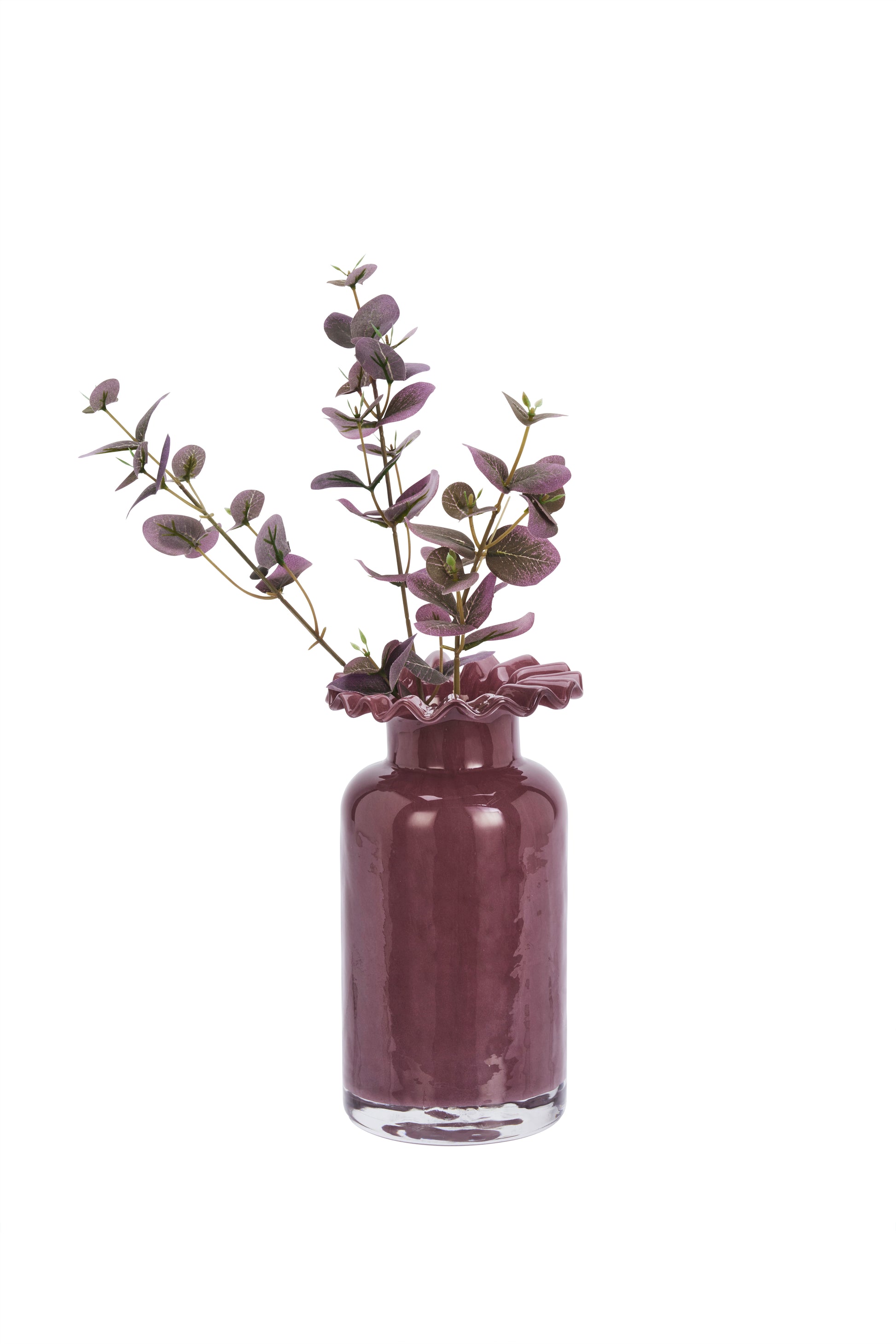 Ruffle glass vase in plum | Minerva Interiors