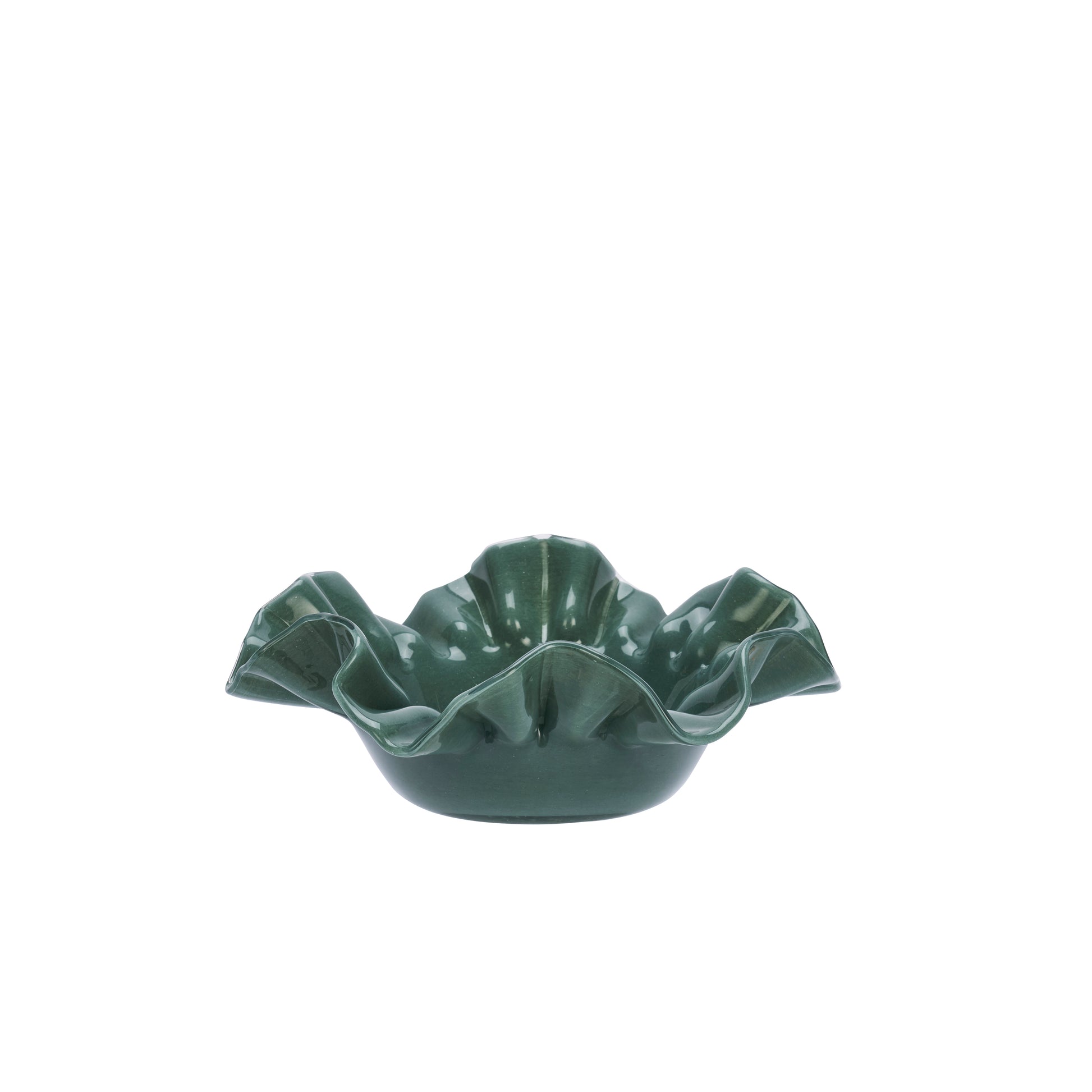 Ruffle glass bowl in green | Minerva Interiors