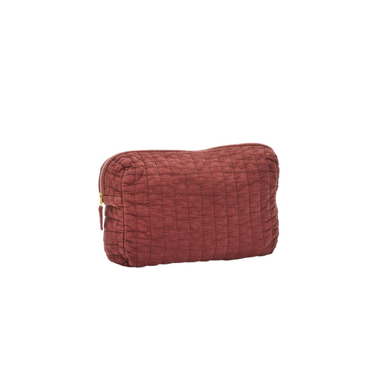 Quilted wash bag in mahogany | Minerva Interiors