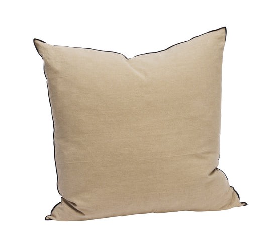 Linen cushion cover in greige and black | Minerva Interiors
