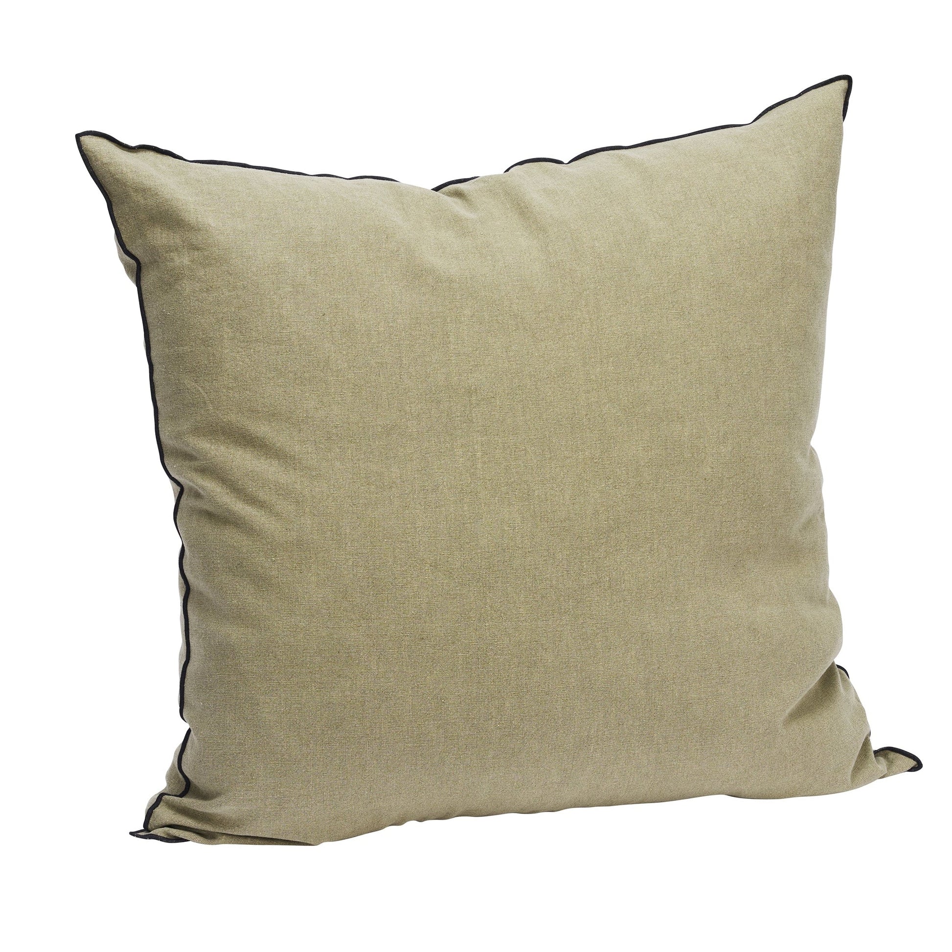 Linen cushion cover in khaki and black | Minerva Interiors
