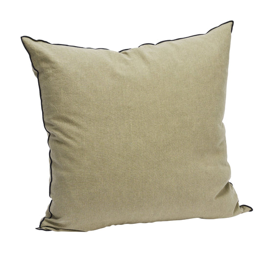 Linen cushion cover in khaki and black | Minerva Interiors