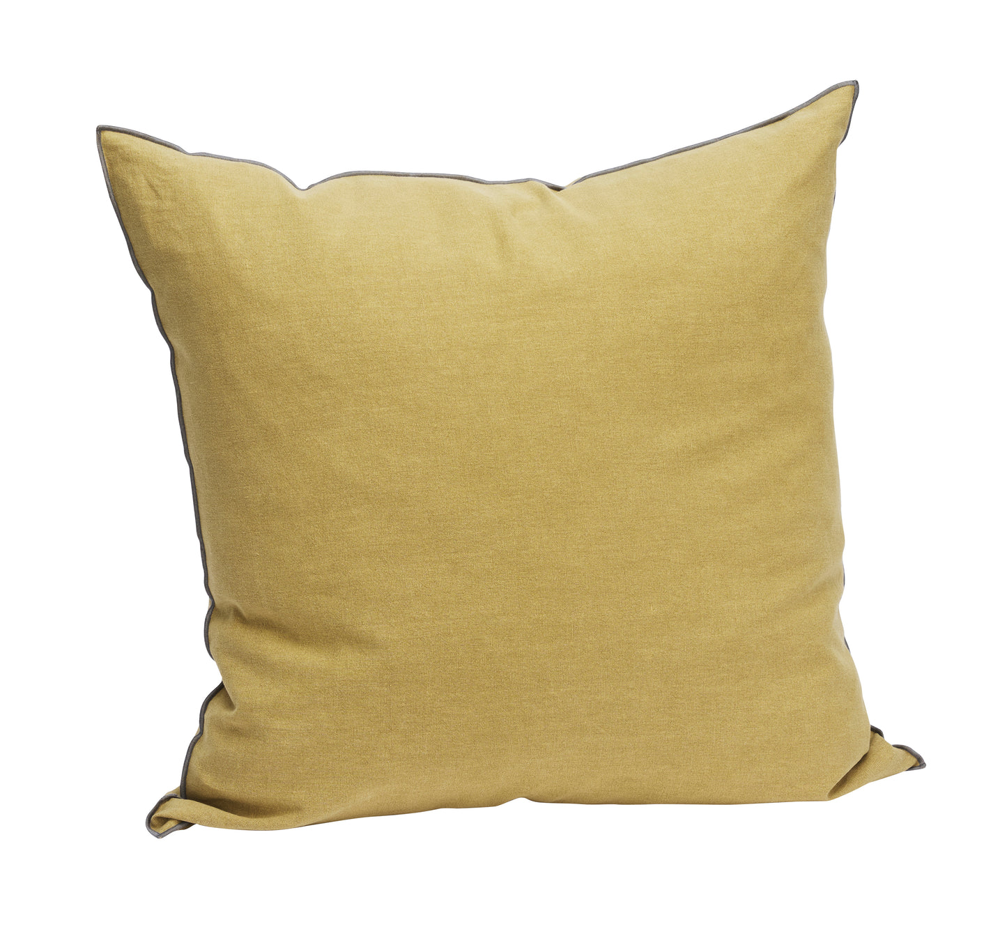 Linen cushion cover in mustard gold and grey | Minerva Interiors