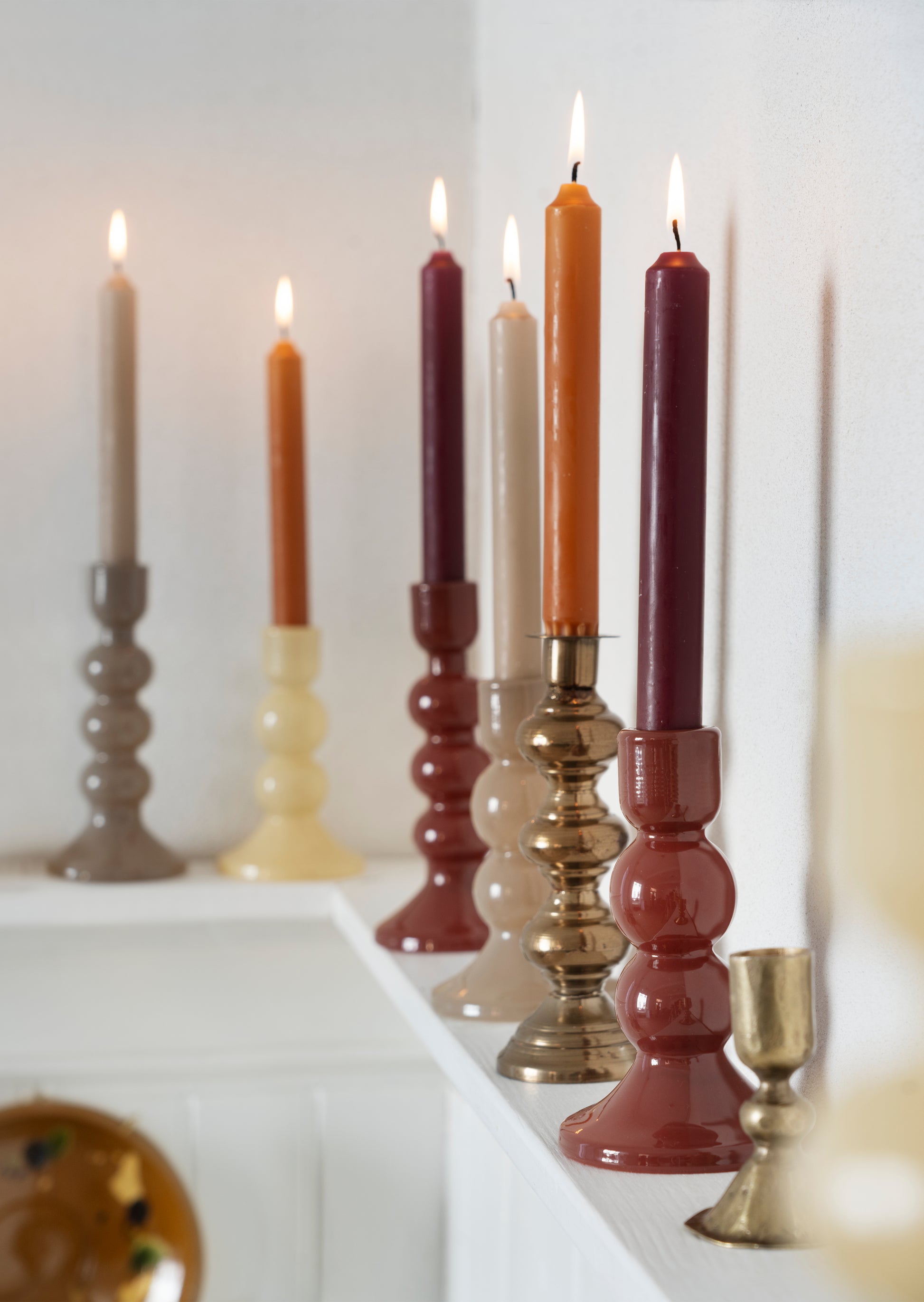 Tall glass candle holder in honey | Minerva Interiors