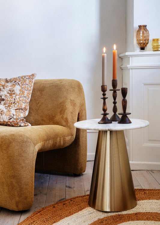 Embroidered cushion cover in pumpkin, beige, tapenade and brown | Minerva Interiors