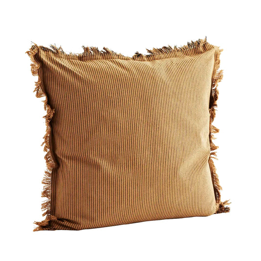 Cushion cover with fringe edge in sugar almond and black | Minerva Interiors