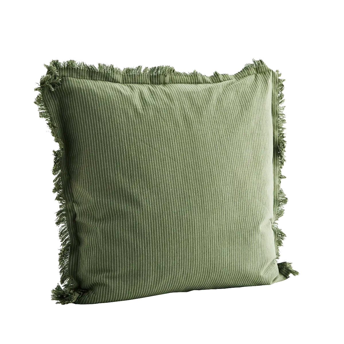 Cushion cover with fringe edge in jade and light grey | Minerva Interiors