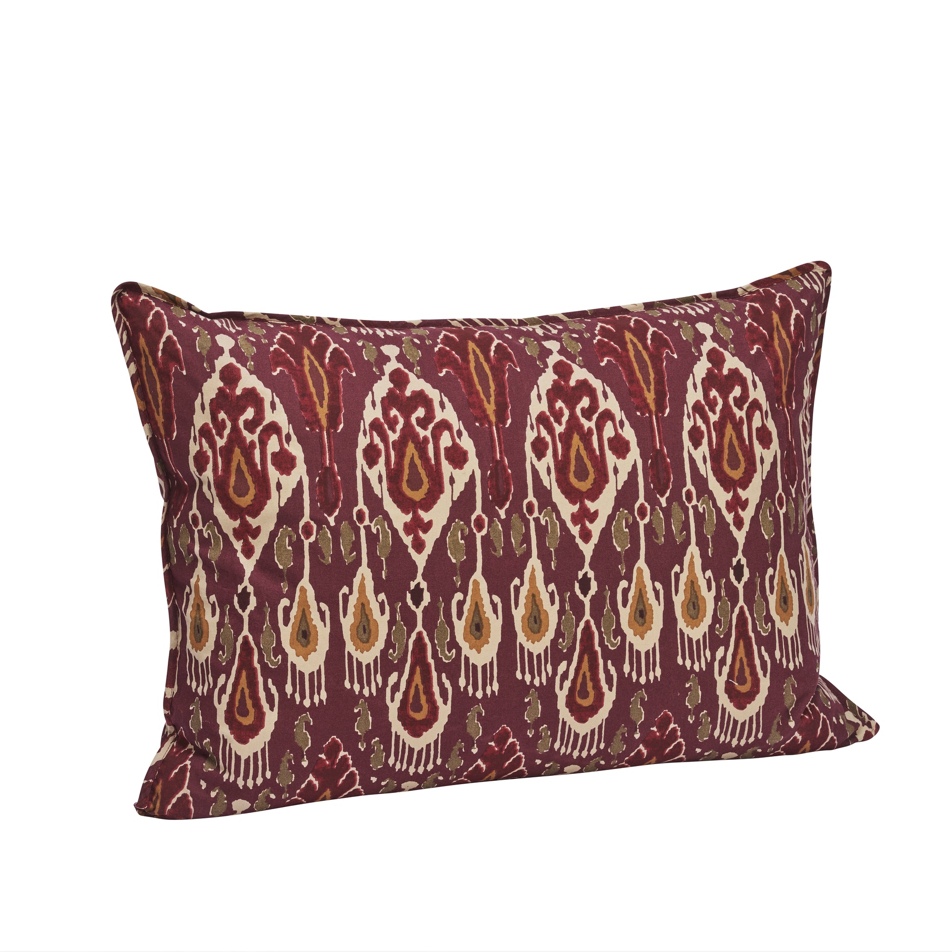 Printed cushion cover in fig, sand, honey, syrah and greige | Minerva Interiors
