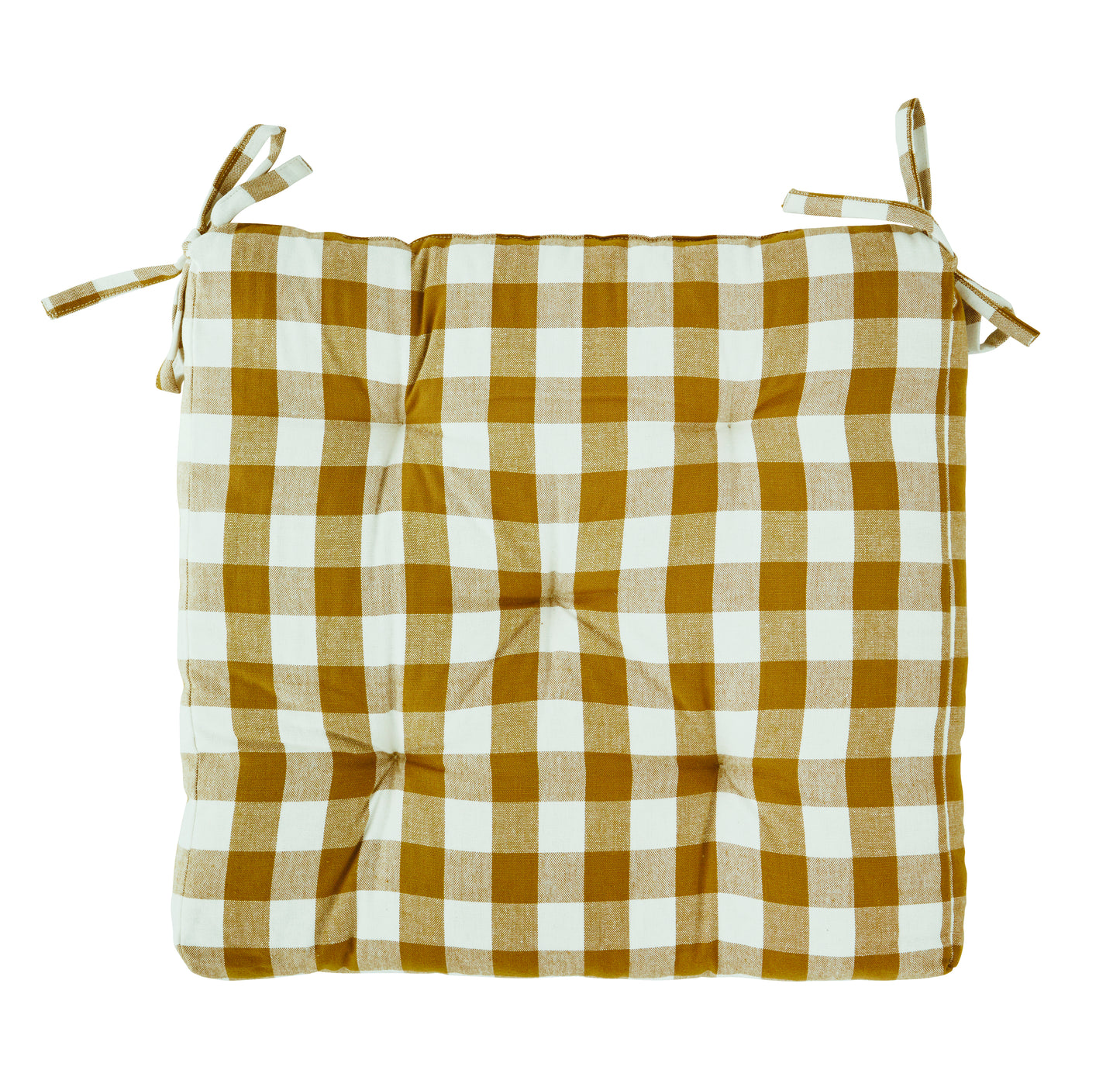 Checked cotton chair cover set of 2 in mustard and white | Minerva Interiors