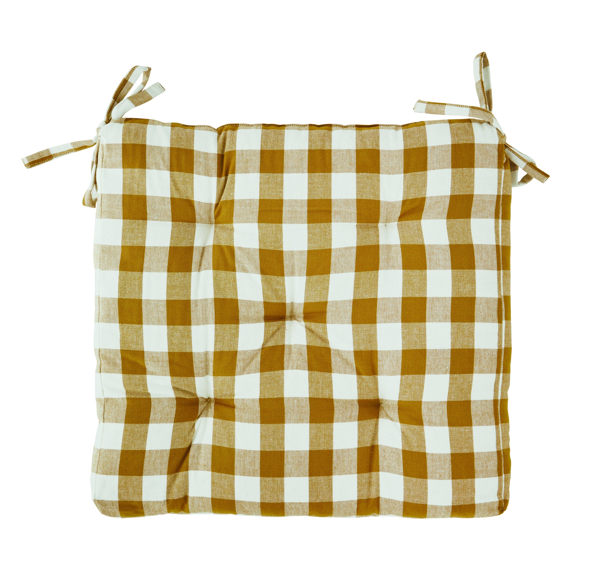 Checked cotton chair cover set of 2 in mustard and white | Minerva Interiors