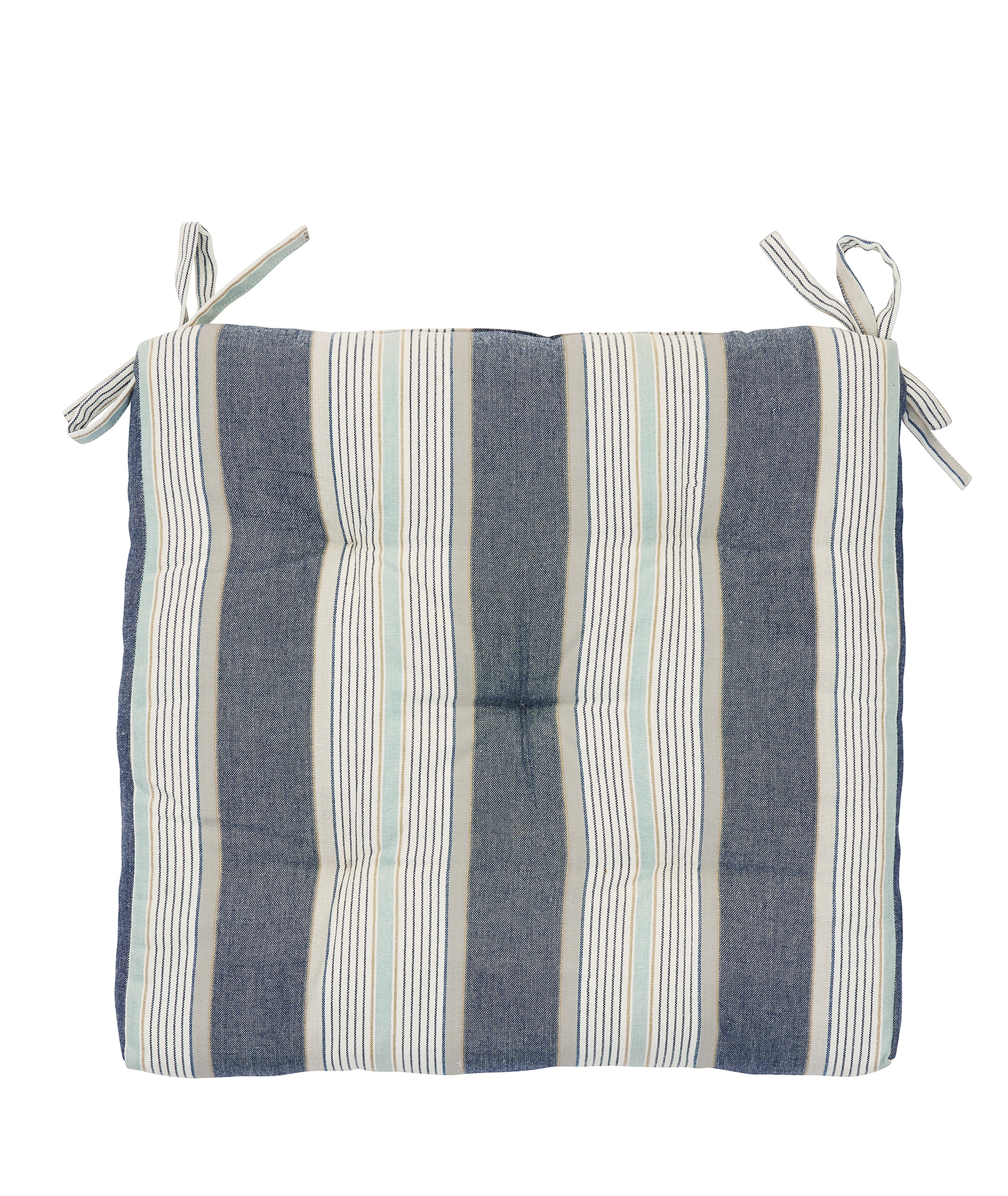 Striped cotton chair cover in blue, white and grey | Minerva Interiors