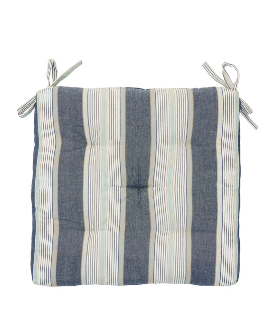 Striped cotton chair cover in blue, white and grey | Minerva Interiors