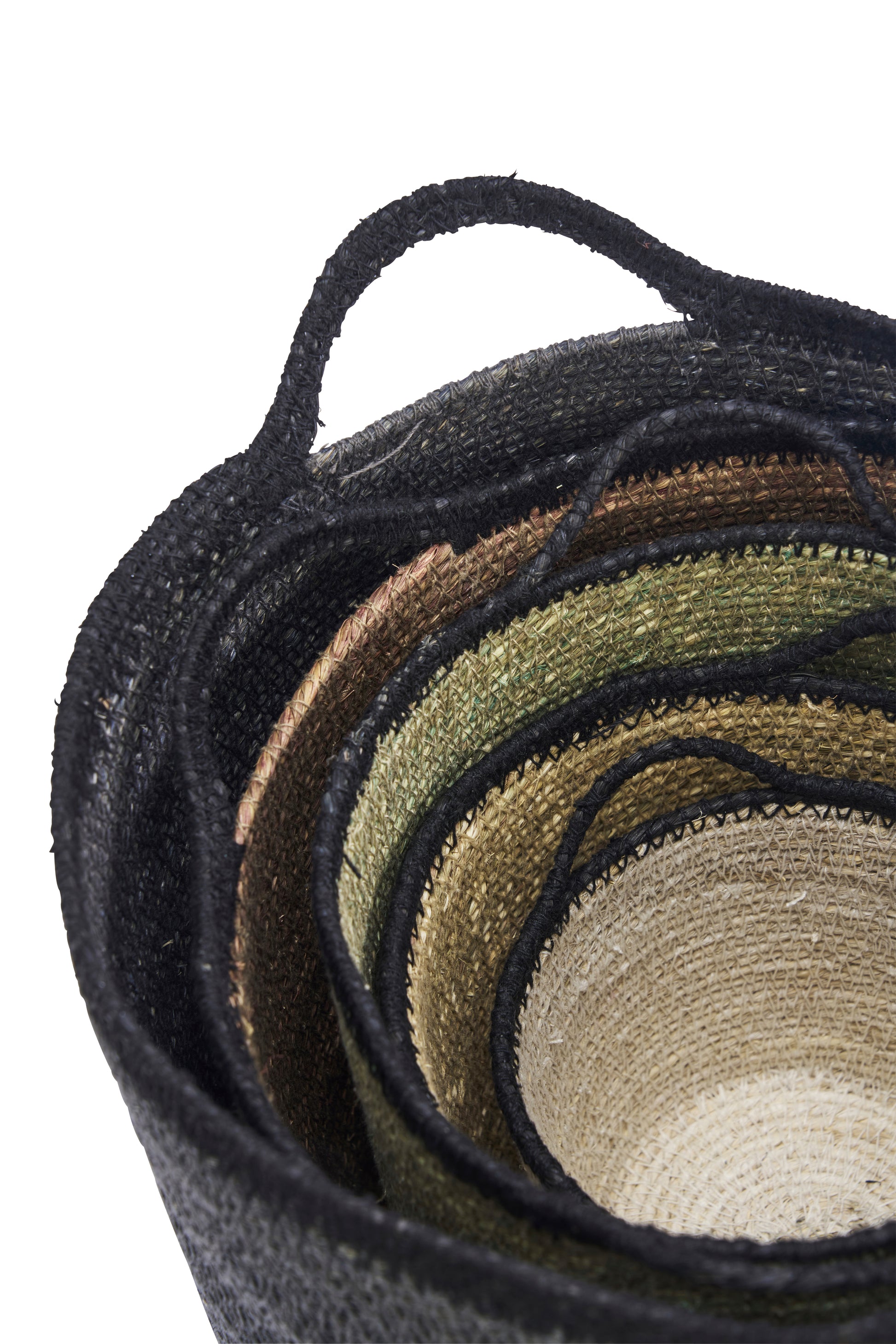 Seagrass basket set with handles in serene palette | Minerva Interiors