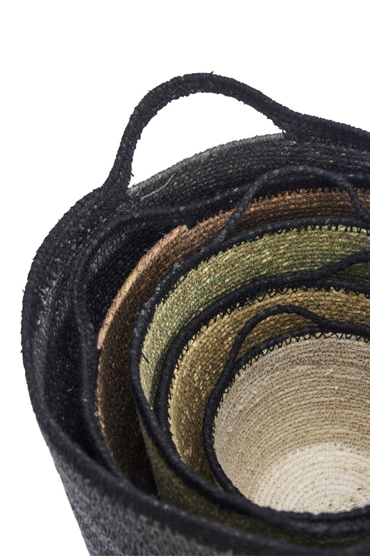 Seagrass basket set with handles in serene palette | Minerva Interiors