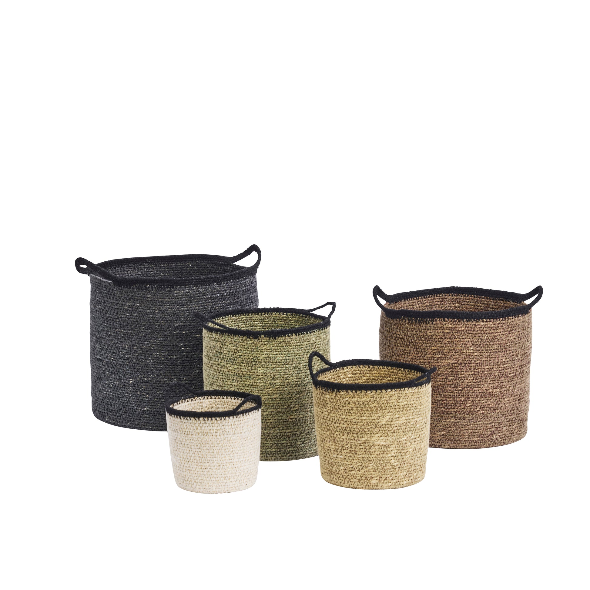 Seagrass basket set with handles in serene palette | Minerva Interiors