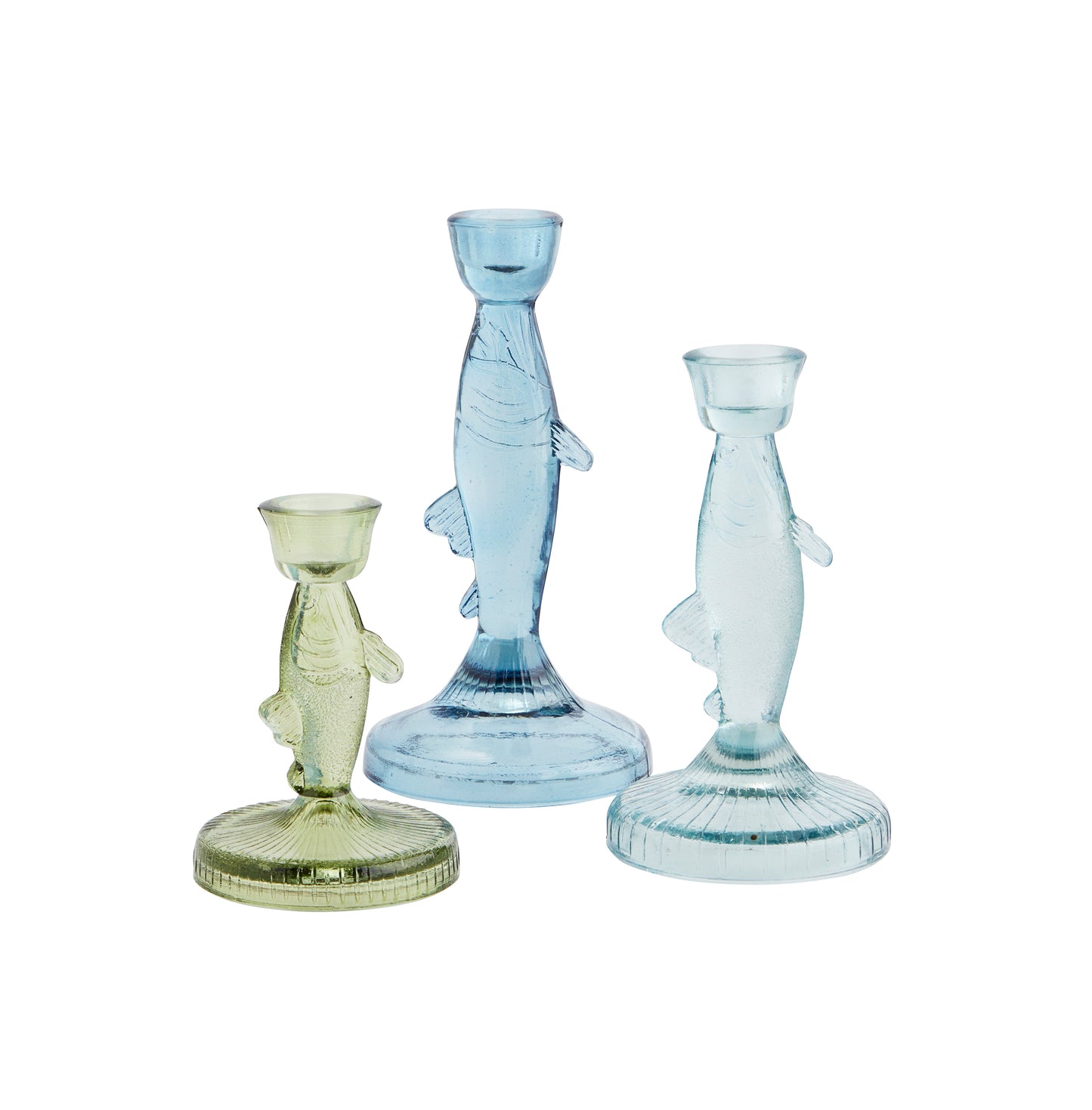 Fish-shaped glass candle holder in blue, turquoise and green | Minerva Interiors