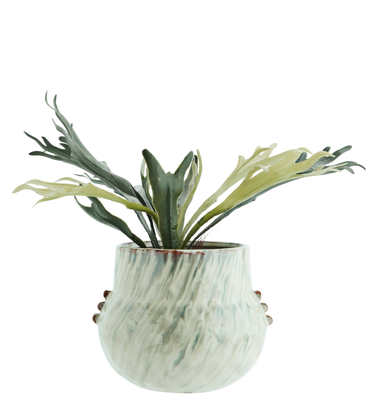 Ceramic flower pot in green and off white | Minerva Interiors