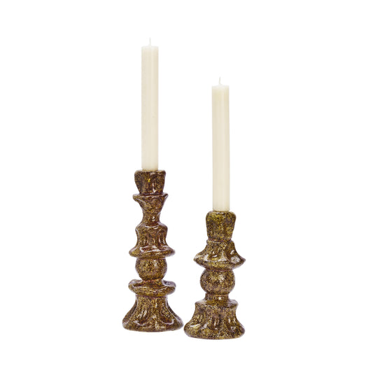 Stoneware candle holder in mustard | Minerva Interiors
