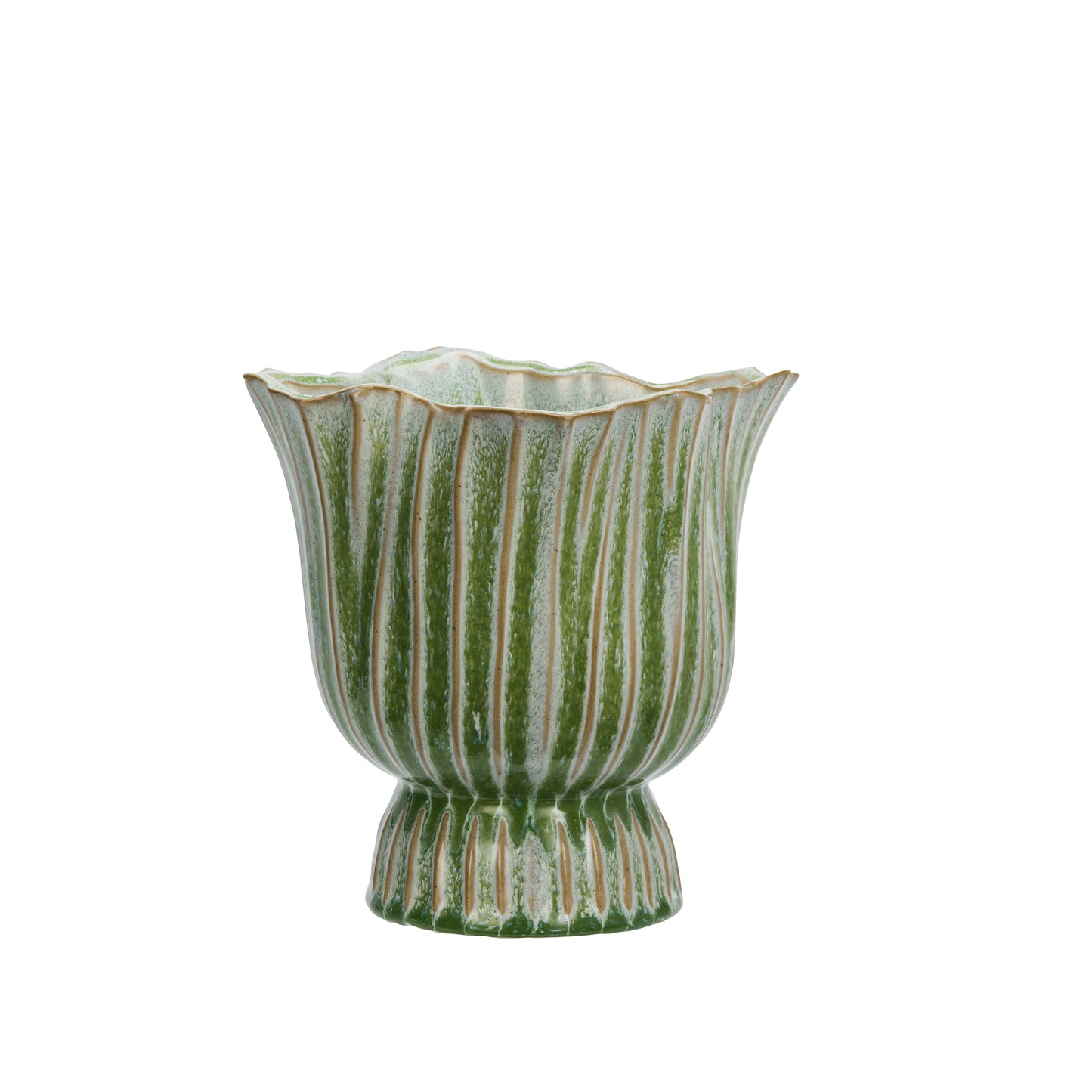 Ceramic flower pot in green, beige and white | Minerva Interiors