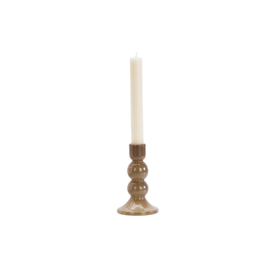 Glass candle holder in taupe | Minerva Interiors
