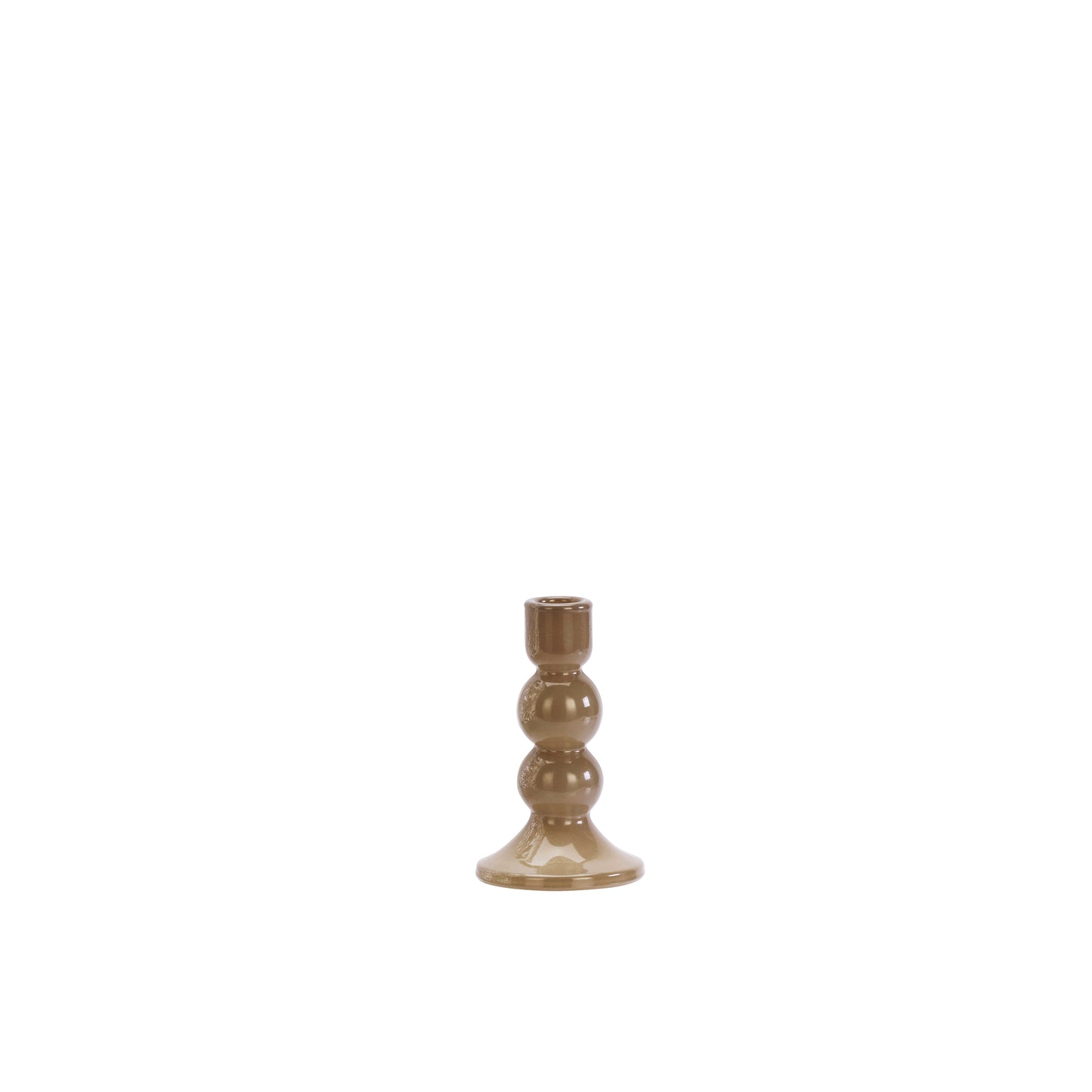Glass candle holder in taupe | Minerva Interiors