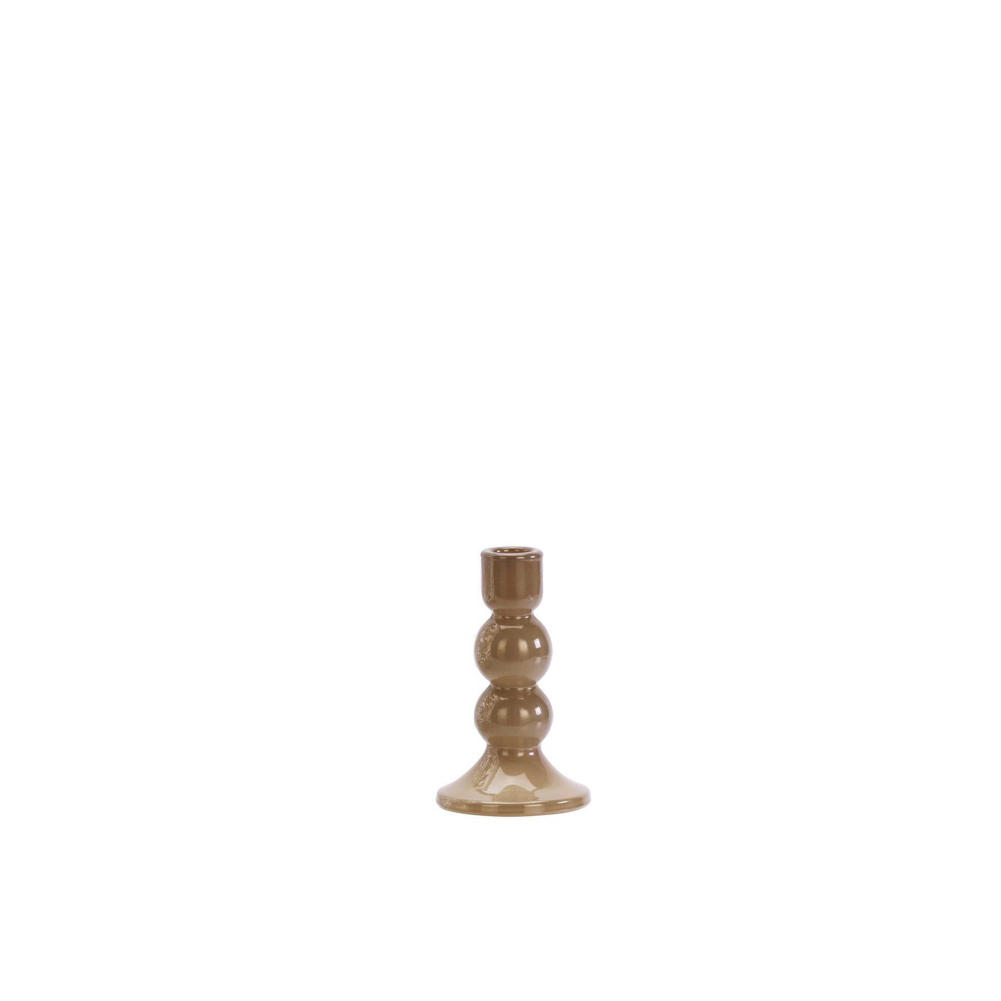 Glass candle holder in taupe | Minerva Interiors
