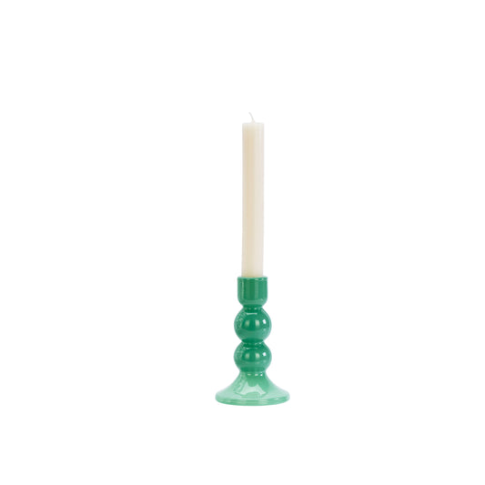 Glass candle holder in green | Minerva Interiors