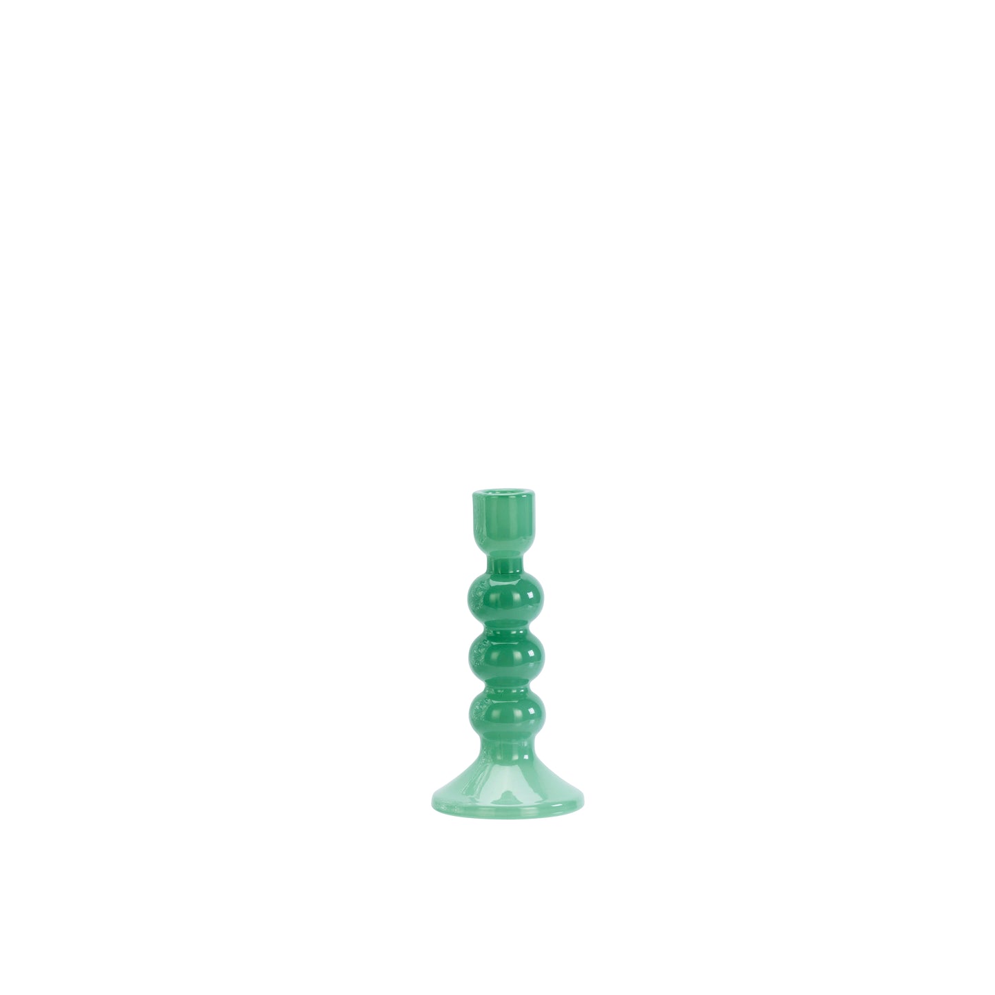 Tall glass candle holder in green | Minerva Interiors