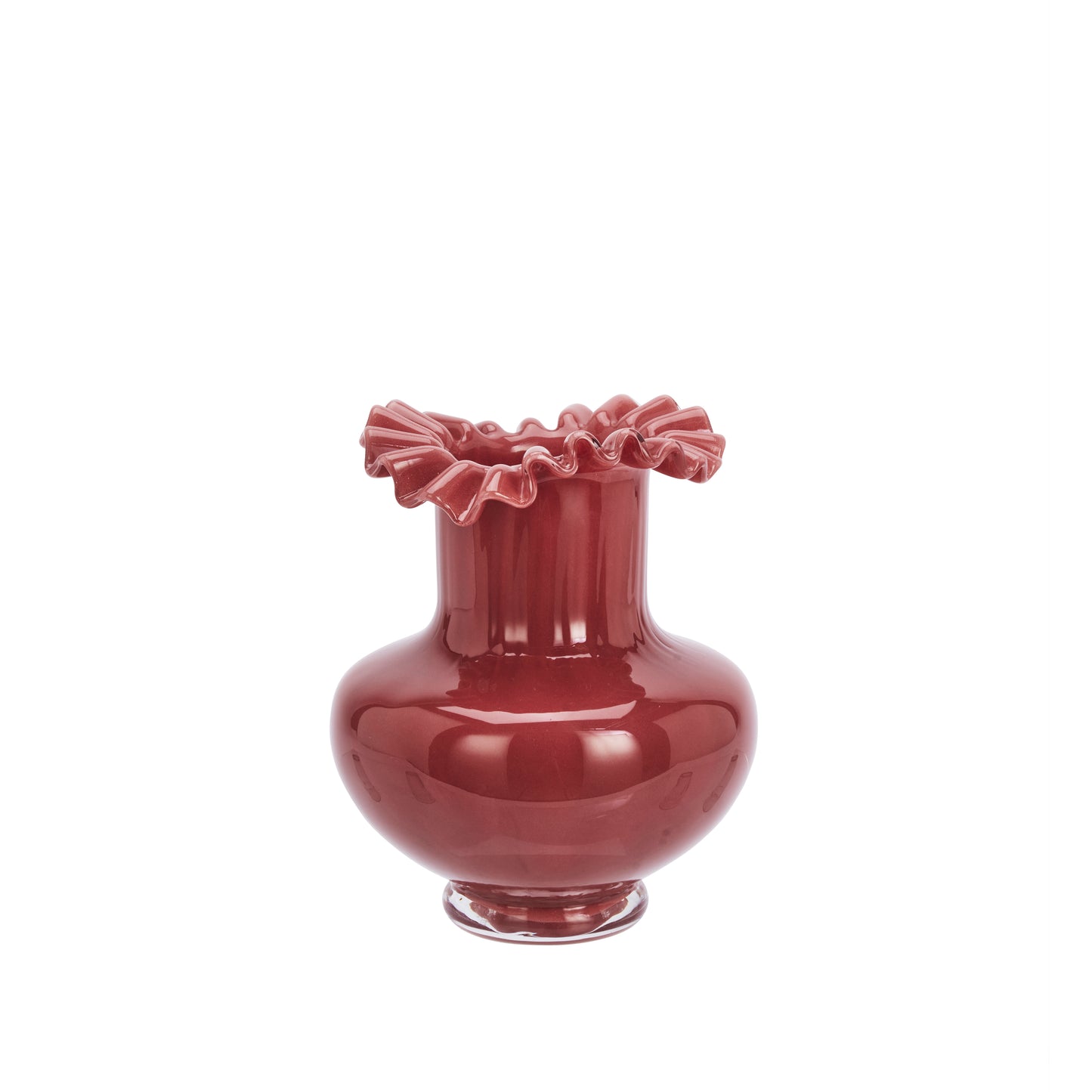 Ruffle glass vase in maroon | Minerva Interiors