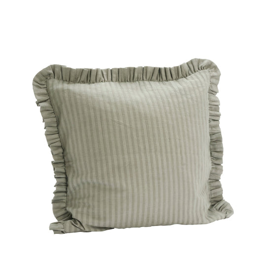 Cushion cover with ruffle edge in silver green | Minerva Interiors