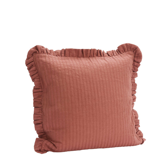 Cushion cover with ruffle edge in maroon | Minerva Interiors