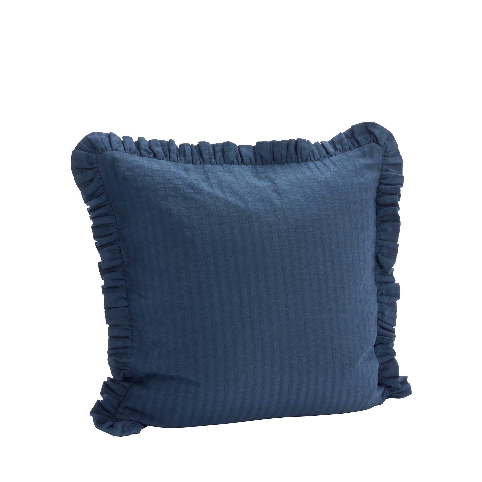 Cushion cover with ruffle edge in dark blue | Minerva Interiors