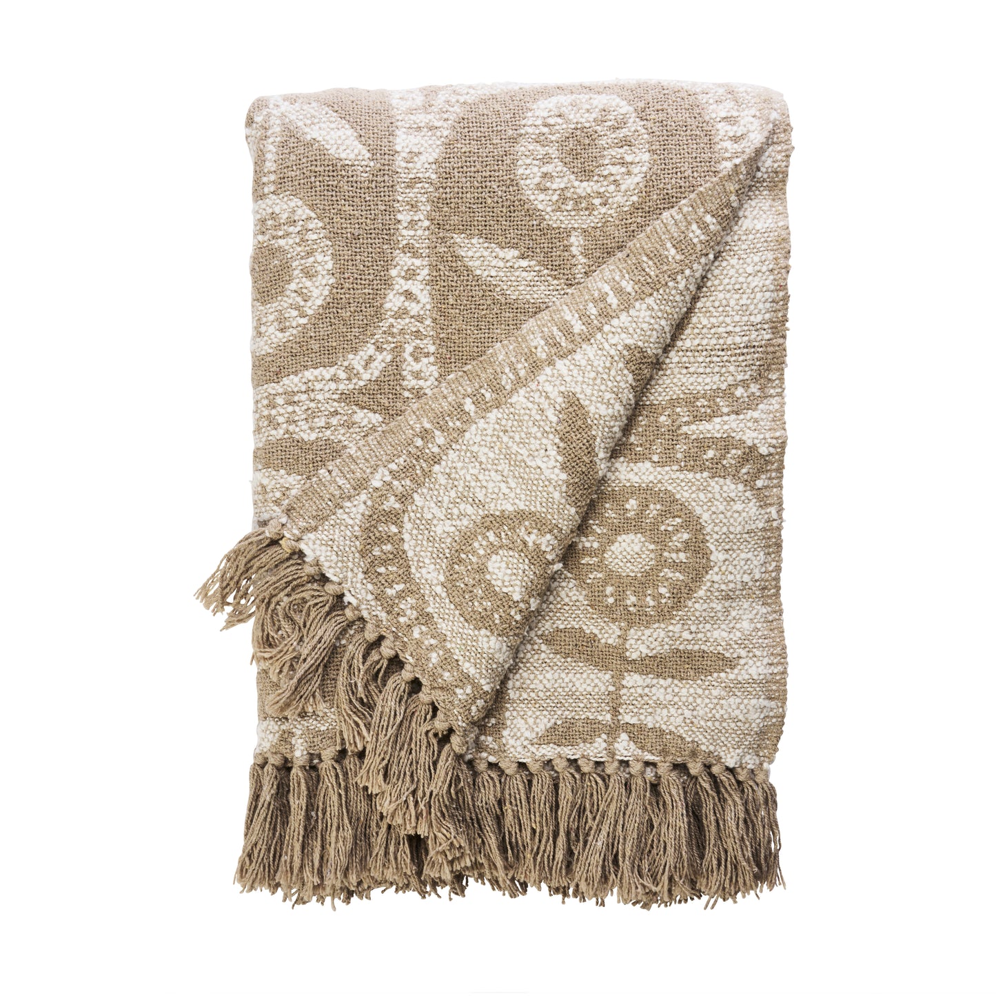 Reversible cotton throw in taupe and off white | Minerva Interiors