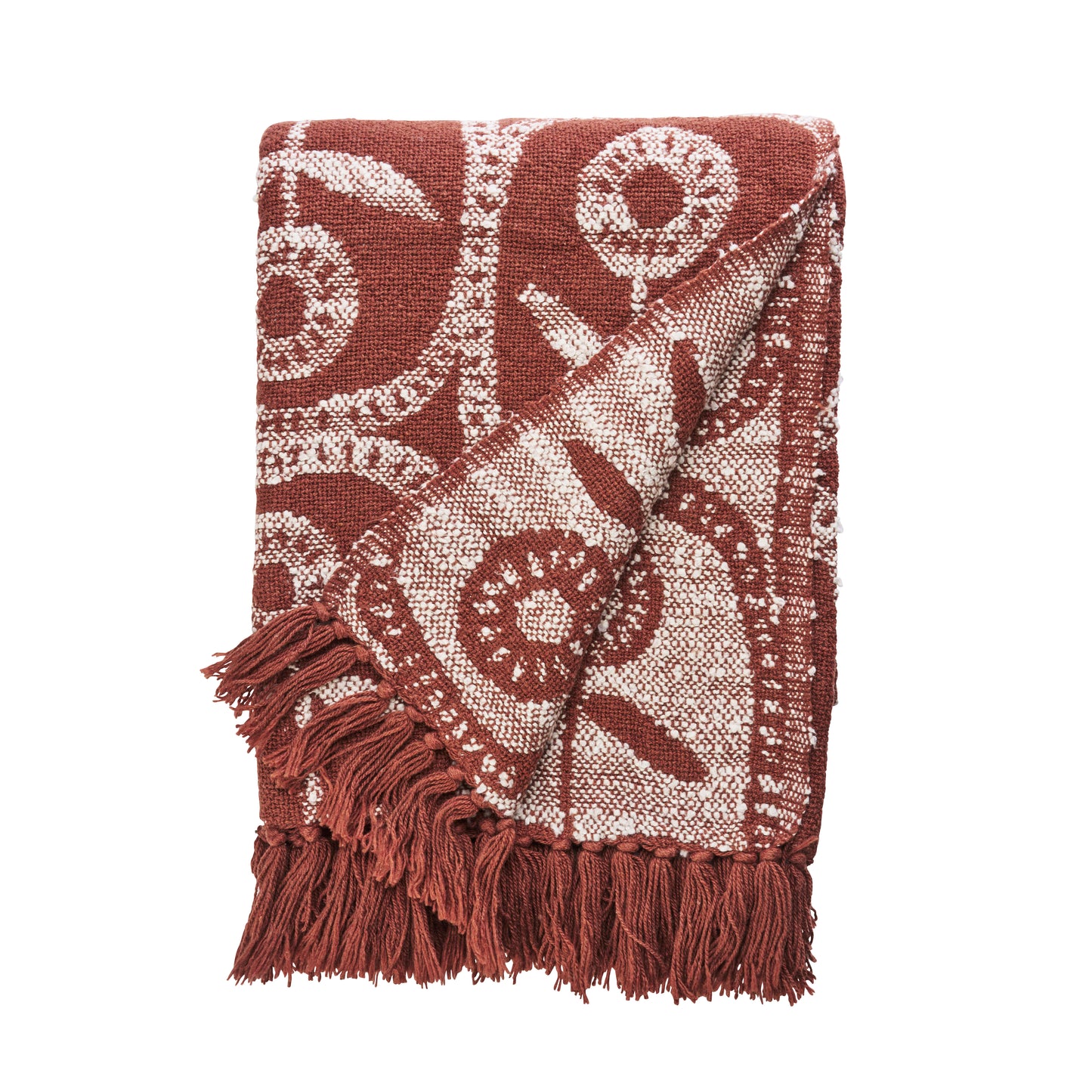 Reversible cotton throw in rust and off white | Minerva Interiors