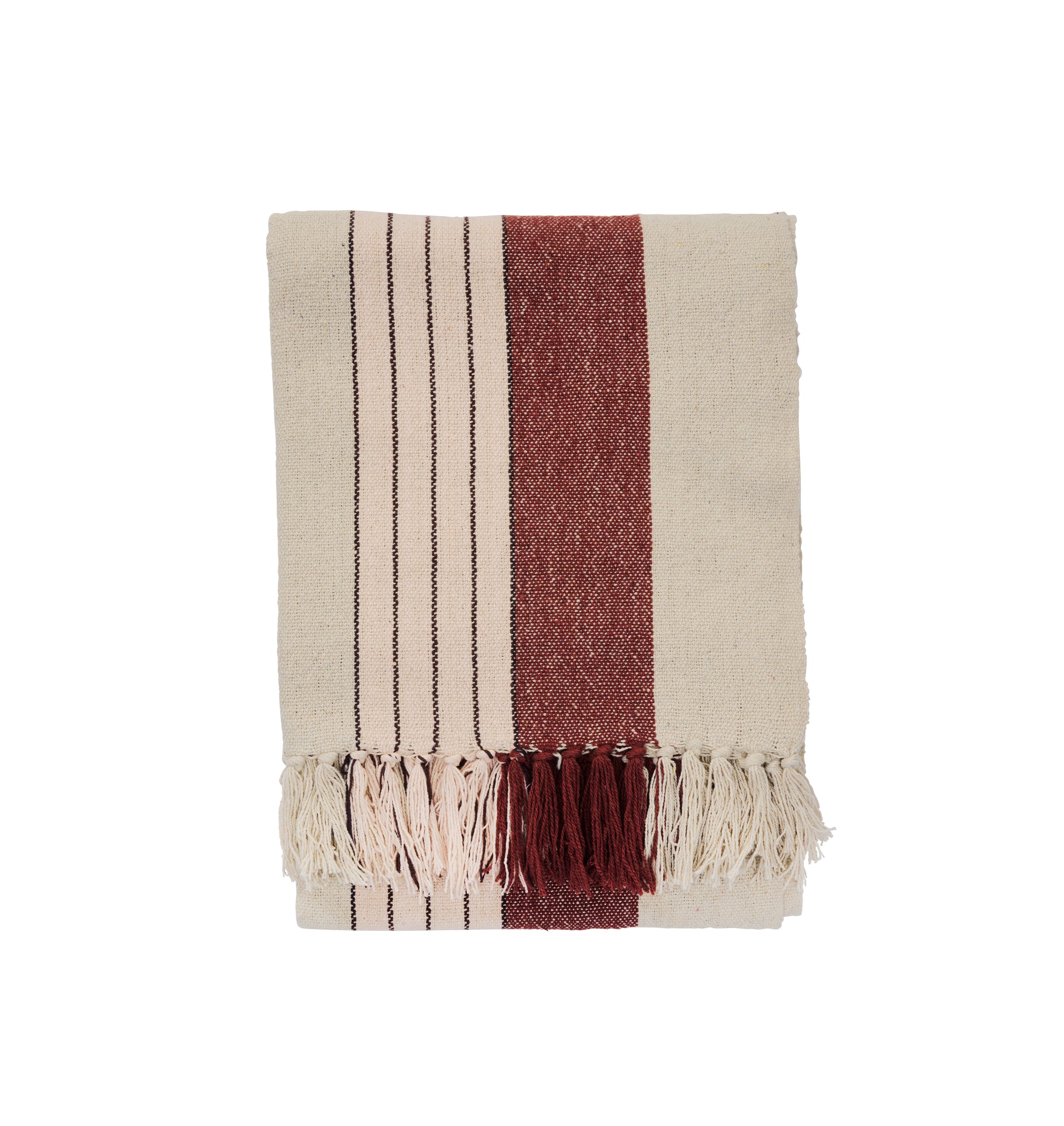Cotton throw in off white, almond, light pink and black | Minerva Interiors