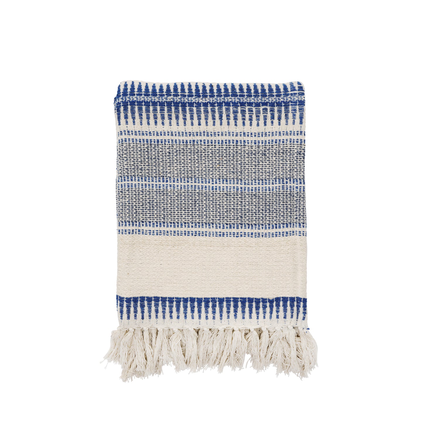 Cotton throw in blue, off white and grey | Minerva Interiors