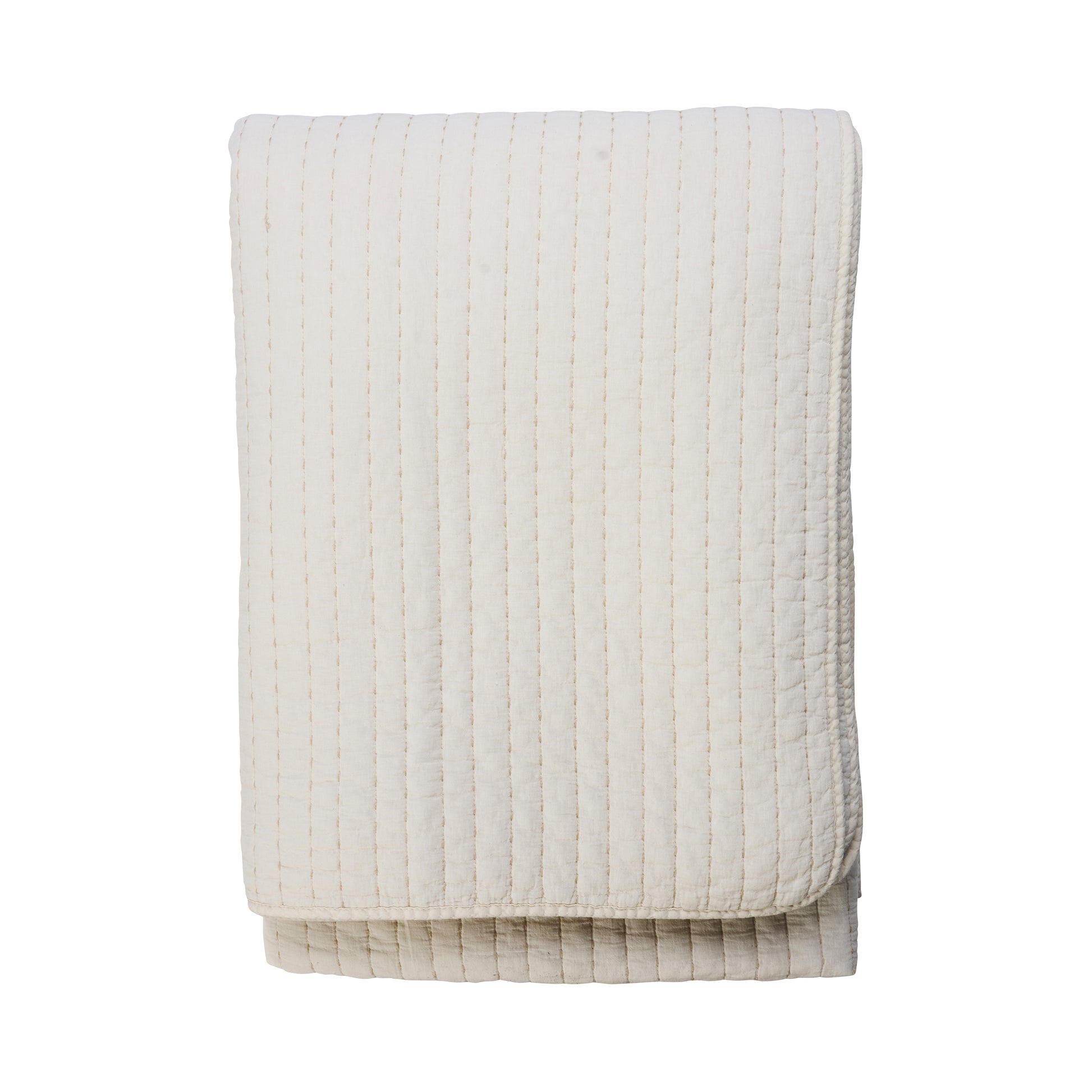 Quilted cotton bed cover in ivory and beige | Minerva Interiors