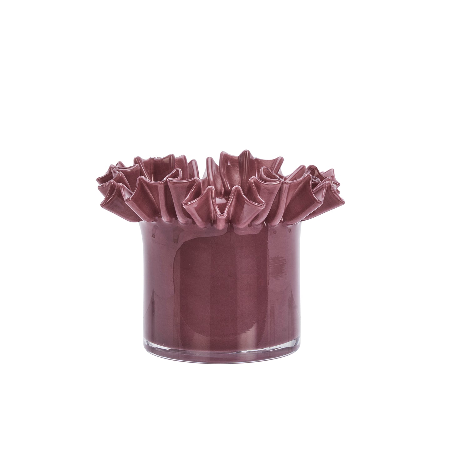 Ruffle glass flower pot in plum | Minerva Interiors