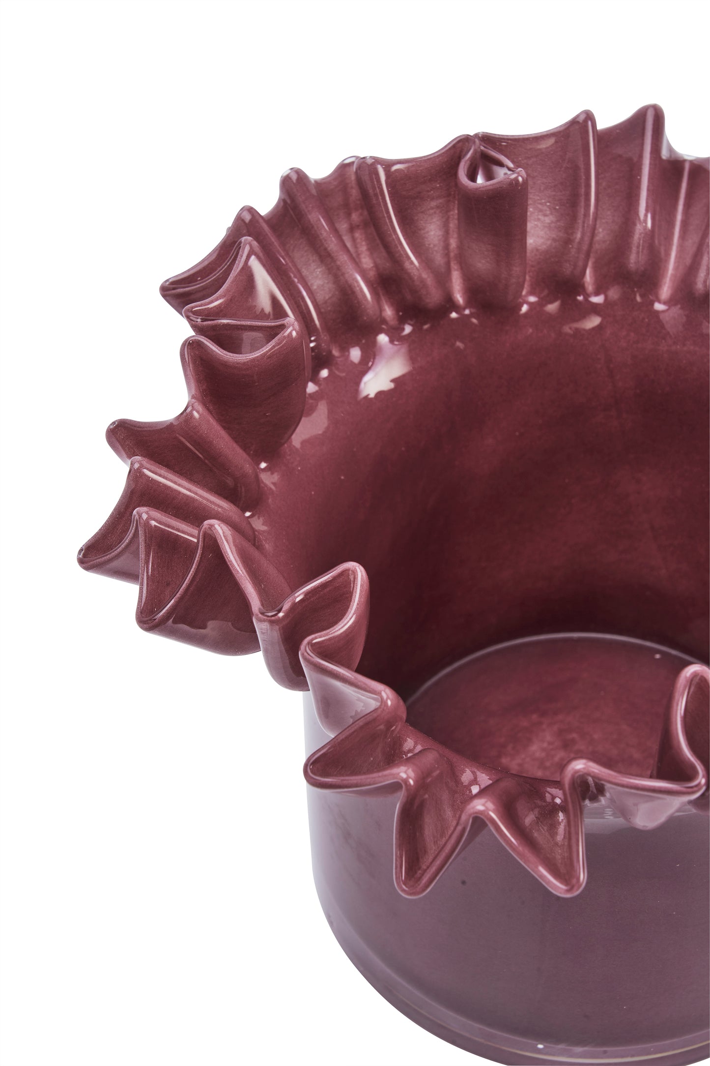 Ruffle glass flower pot in plum | Minerva Interiors