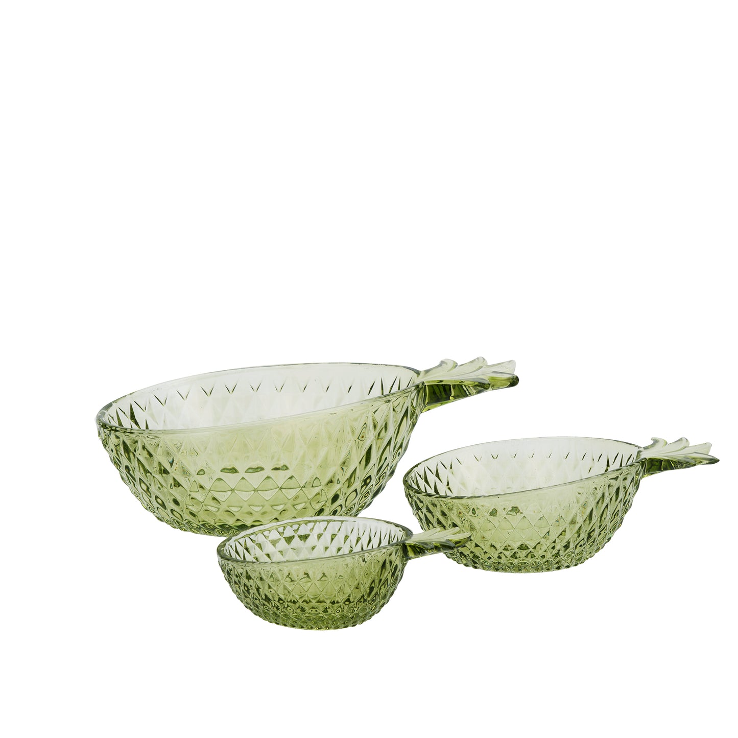 Glass pineapple bowls in green | Minerva Interiors