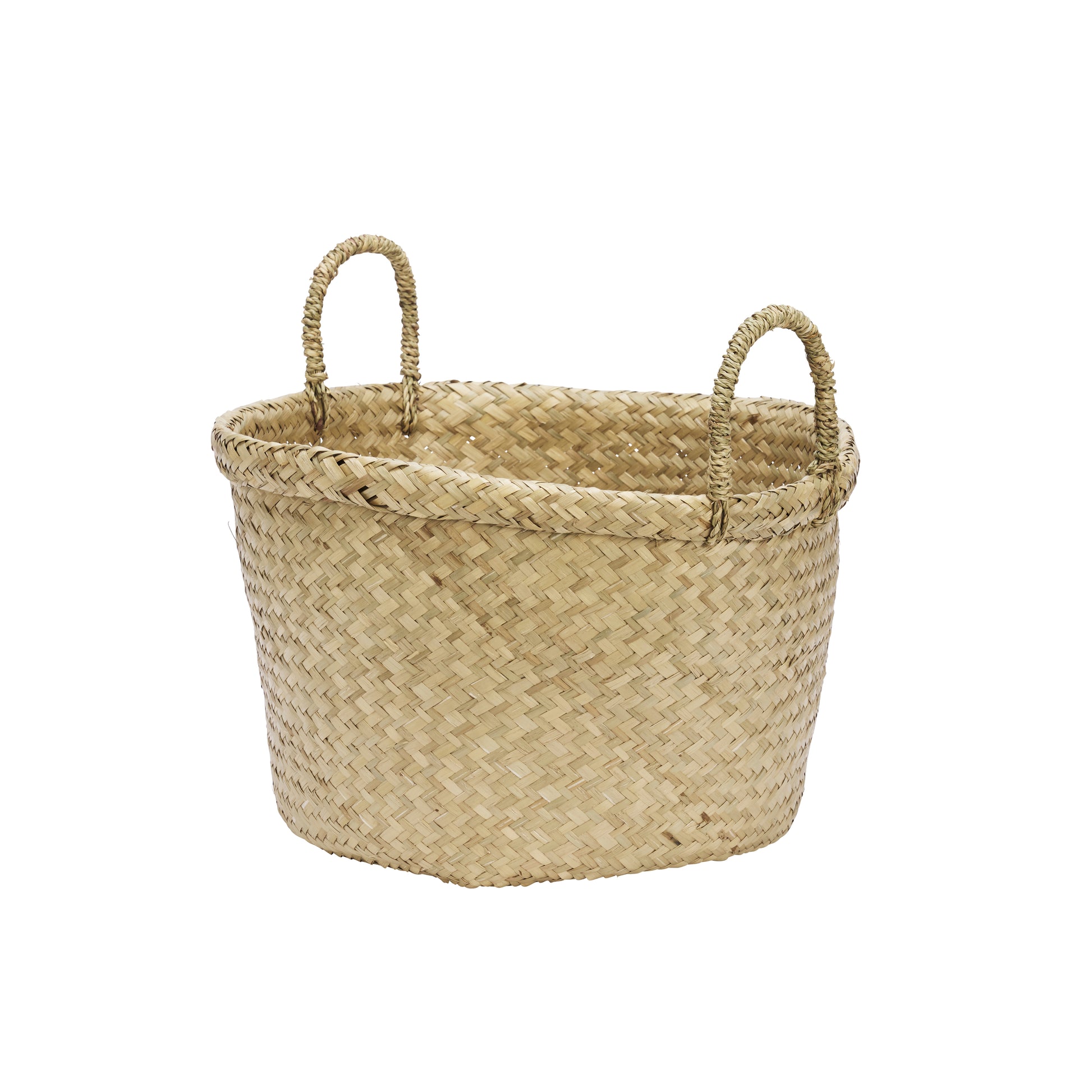 Natural seagrass basket with loop handles | Minerva Interiors