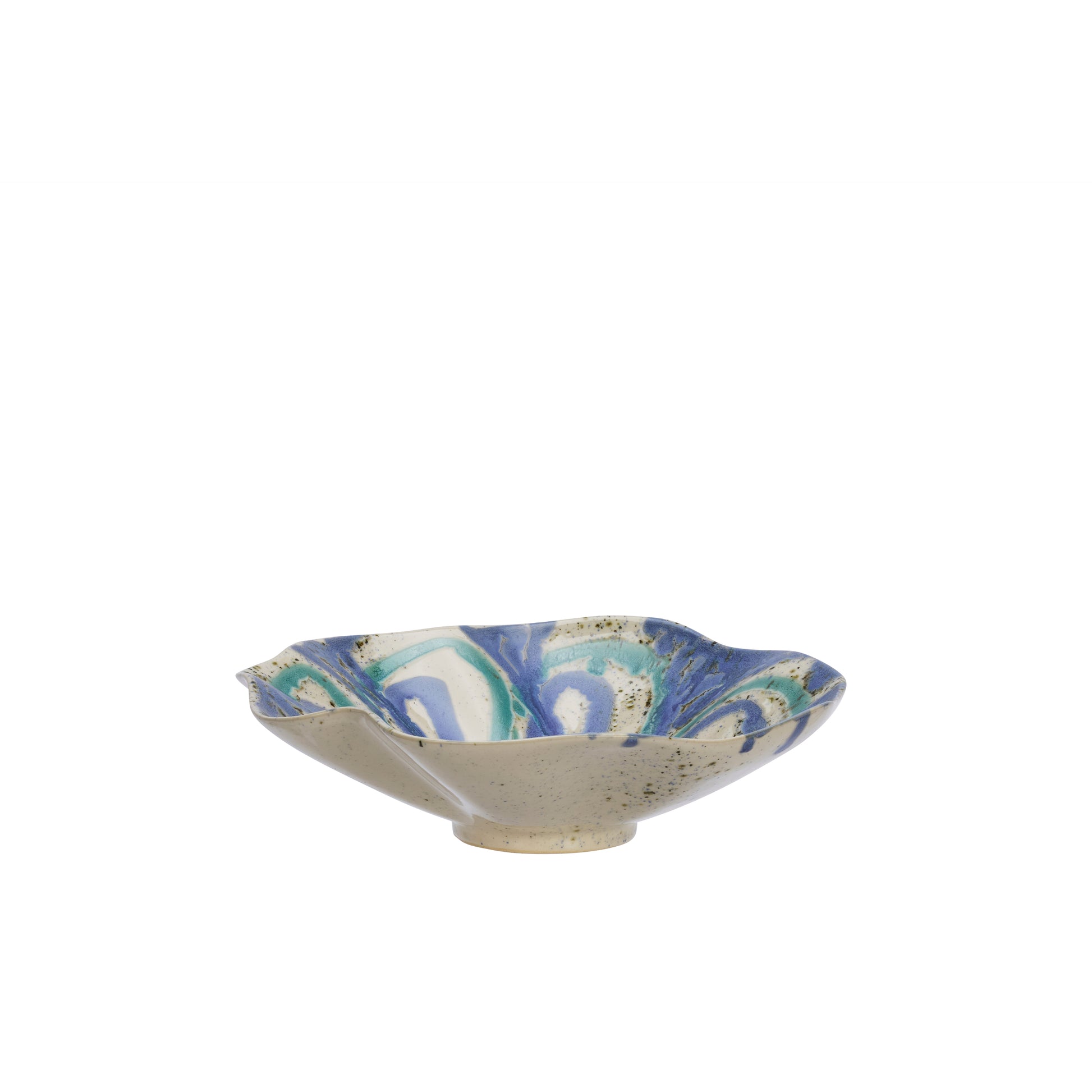 Ruffle stoneware bowl in off white, blue and aqua | Minerva Interiors