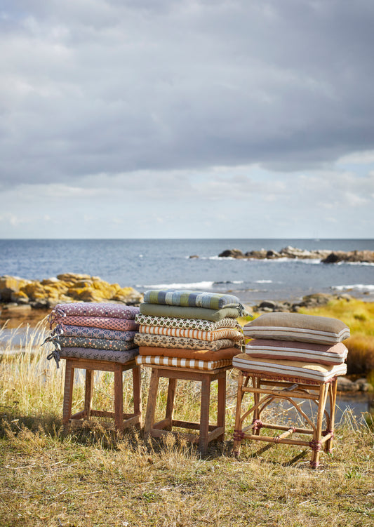 Checked cotton chair cover set of 2 in mustard and white | Minerva Interiors