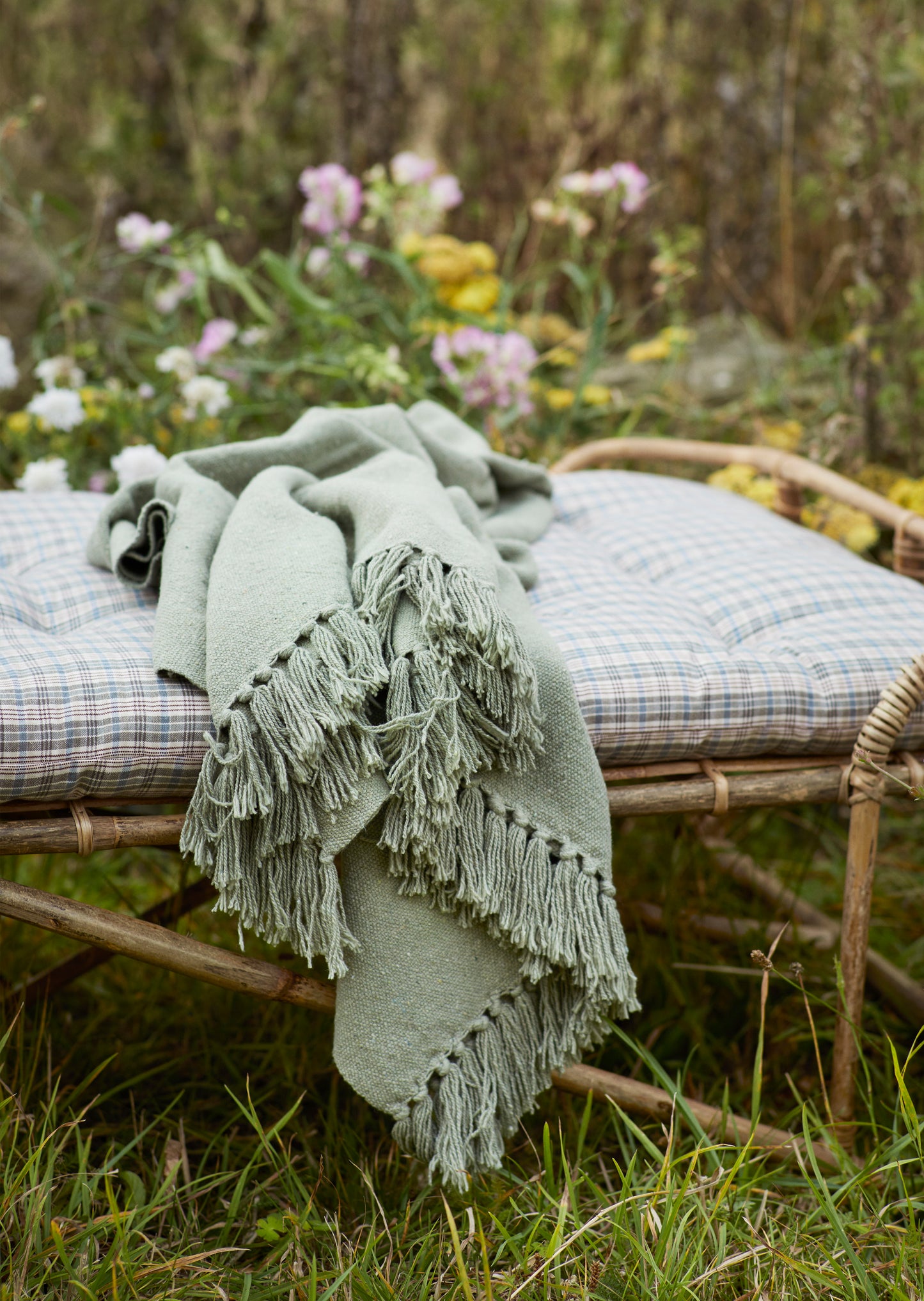 Cotton throw in dusty green | Minerva Interiors